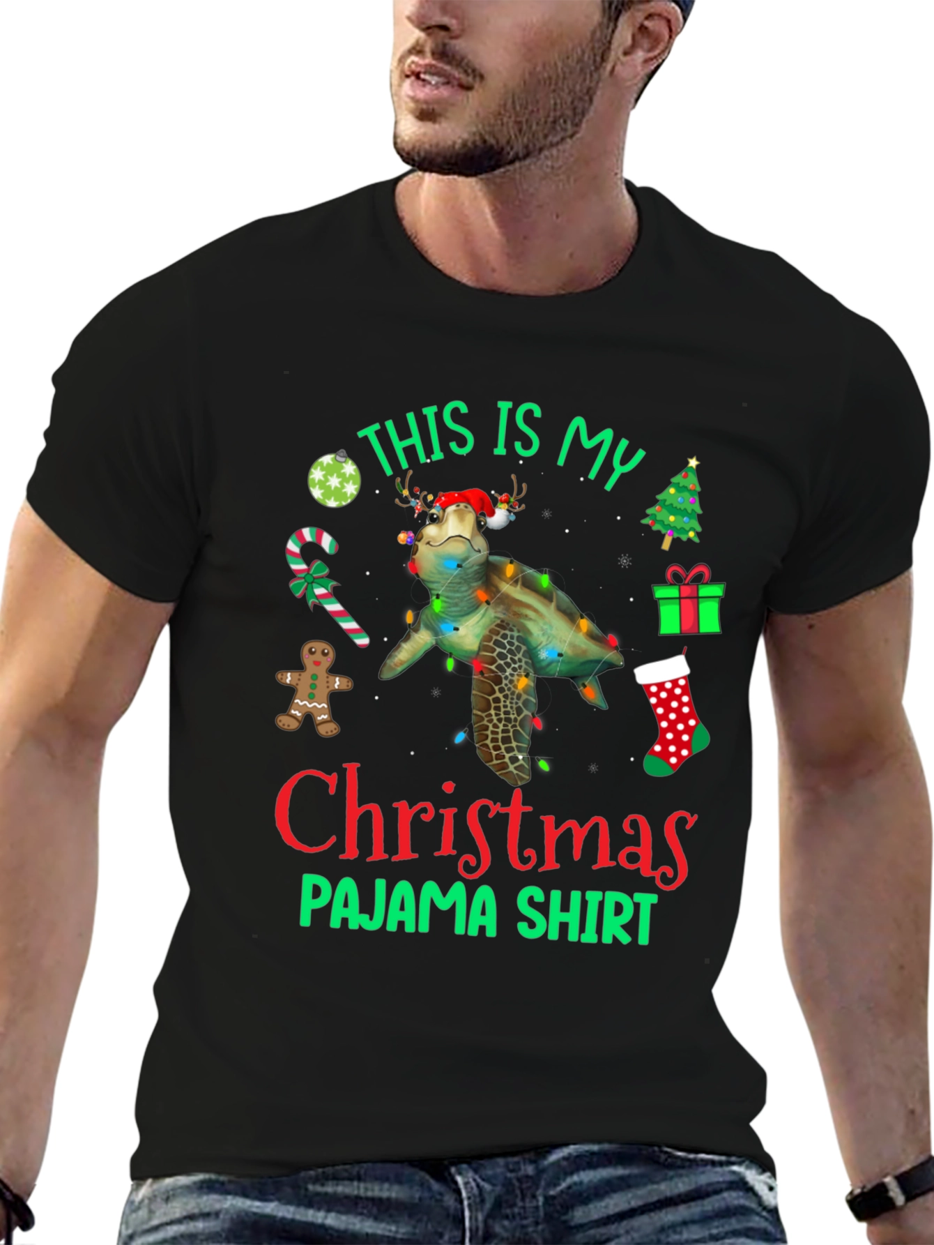 Christmas Pajama Shirt with Turtle