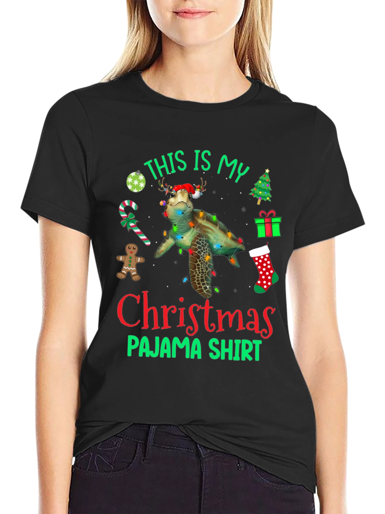Christmas Pajama Shirt with Turtle
