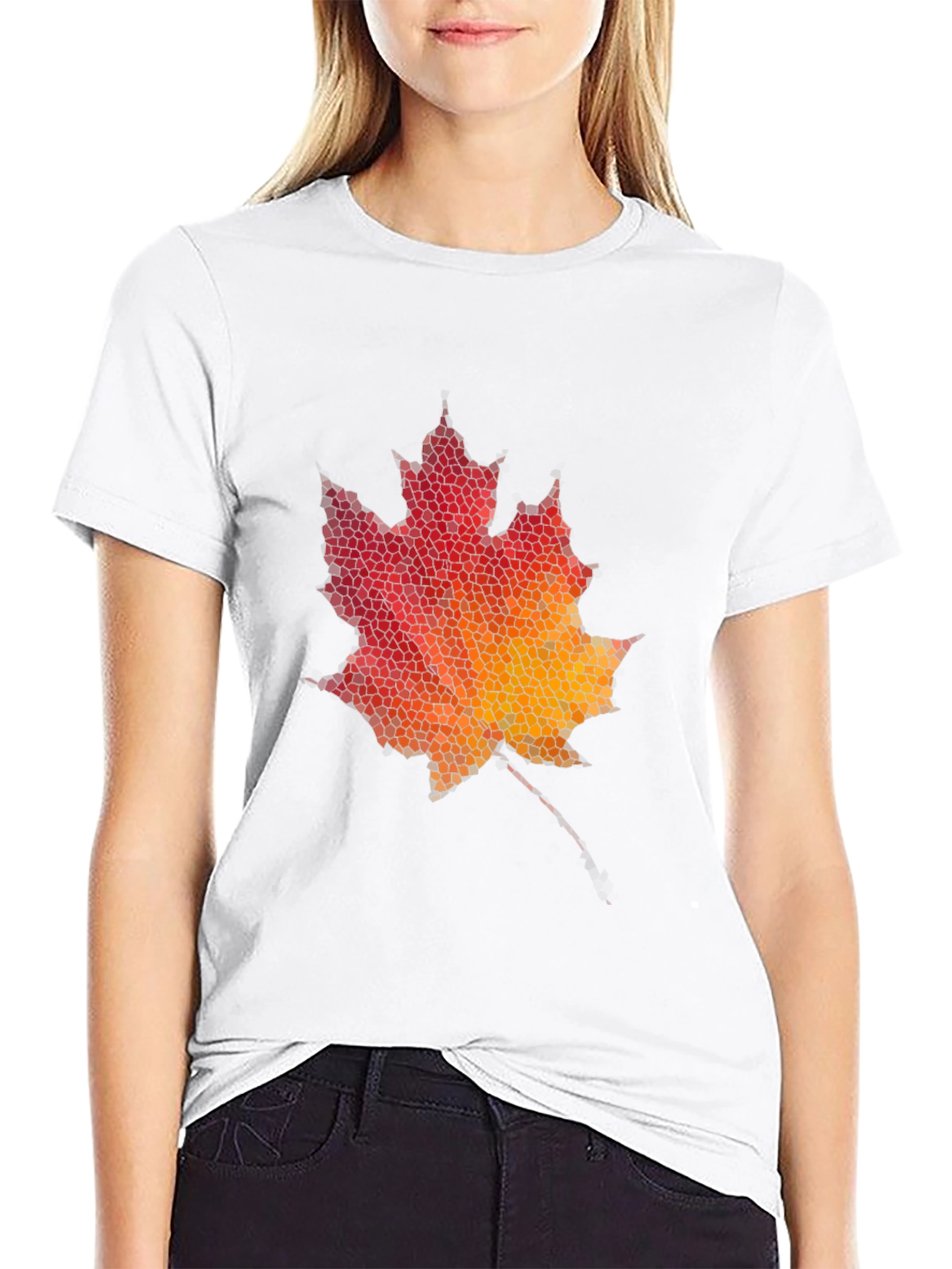 Maple Leaf Mosaic Graphic Tee - Black