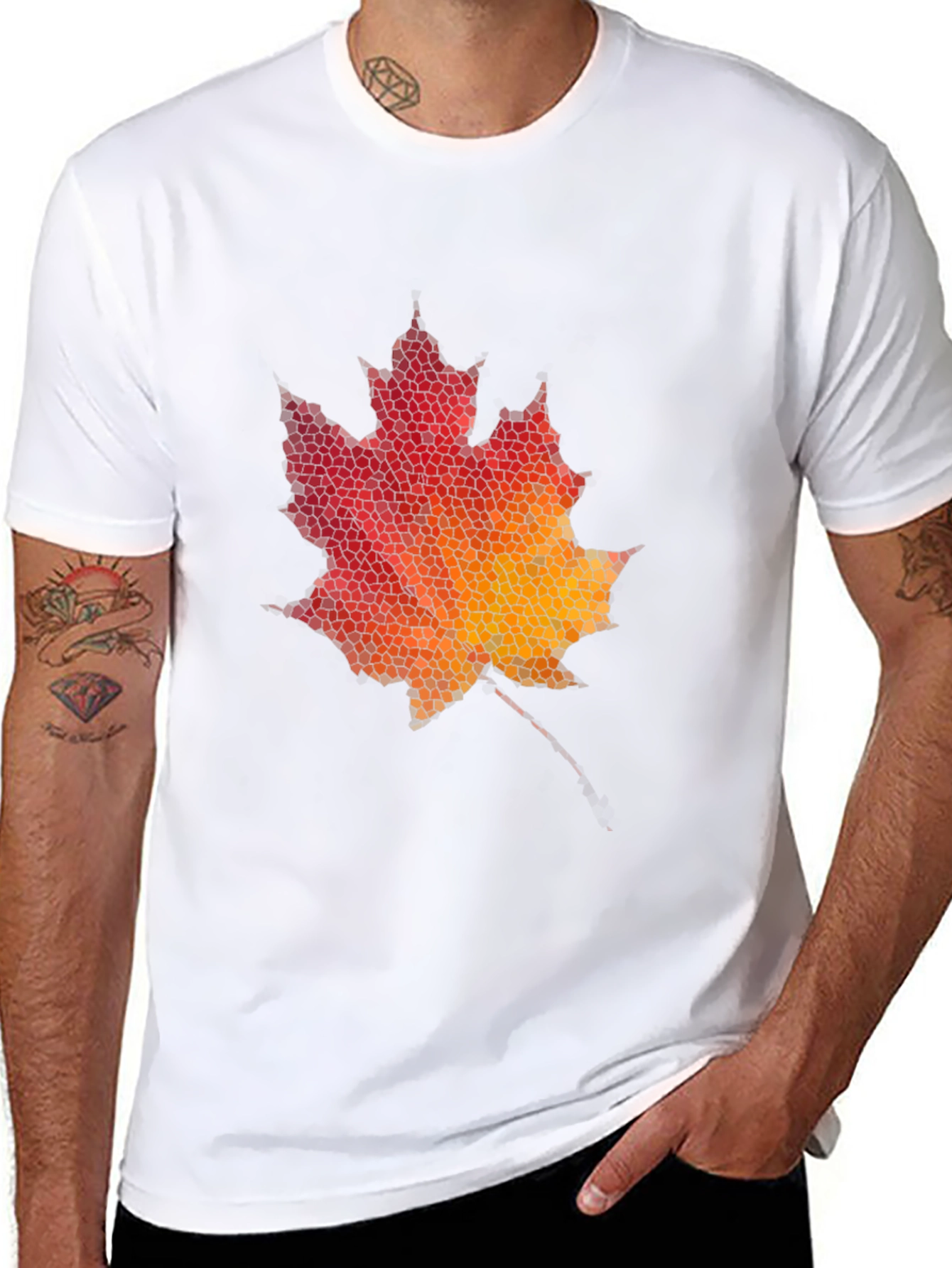 Maple Leaf Mosaic Graphic Tee - Black