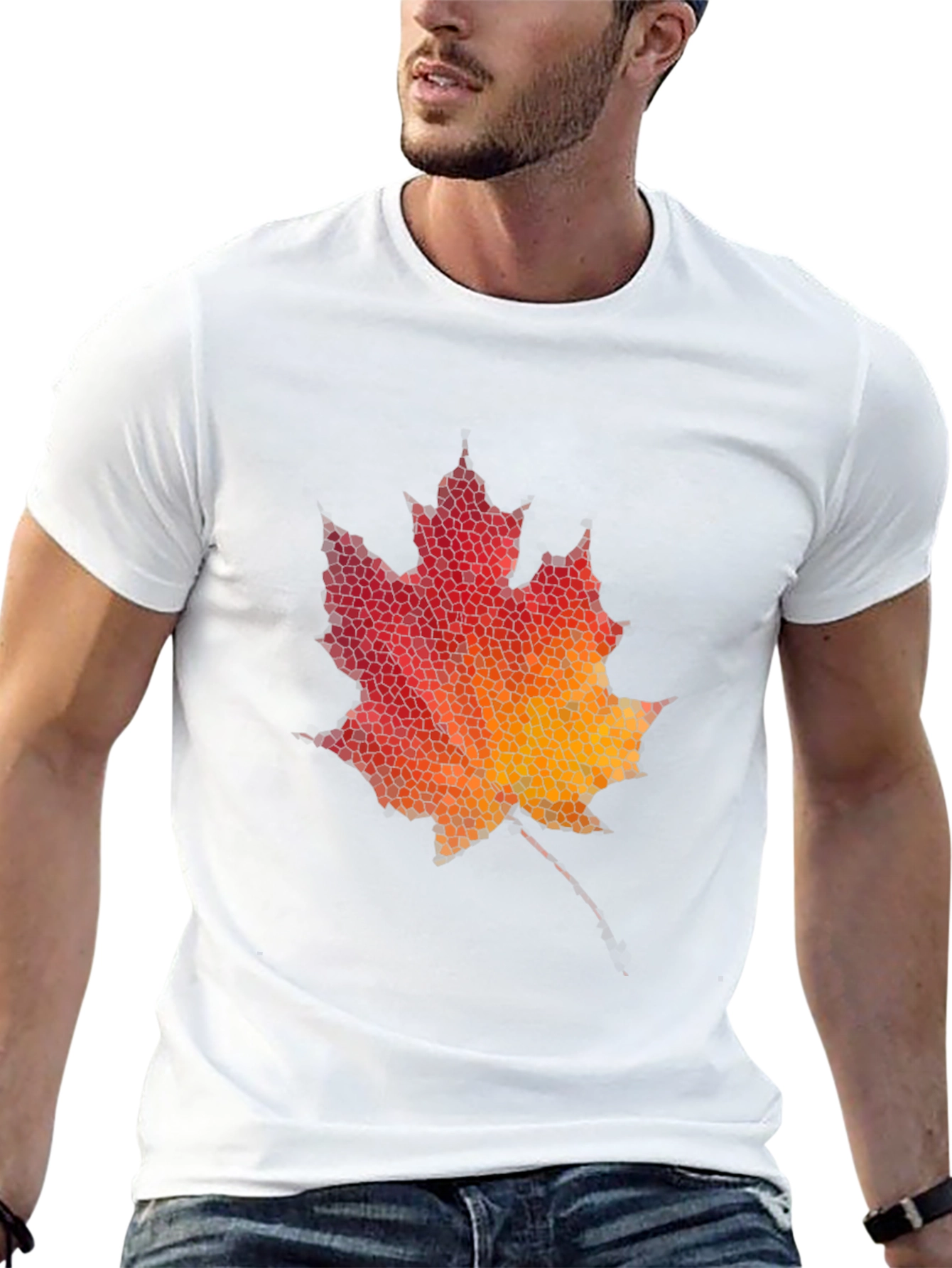 Maple Leaf Mosaic Graphic Tee - Black