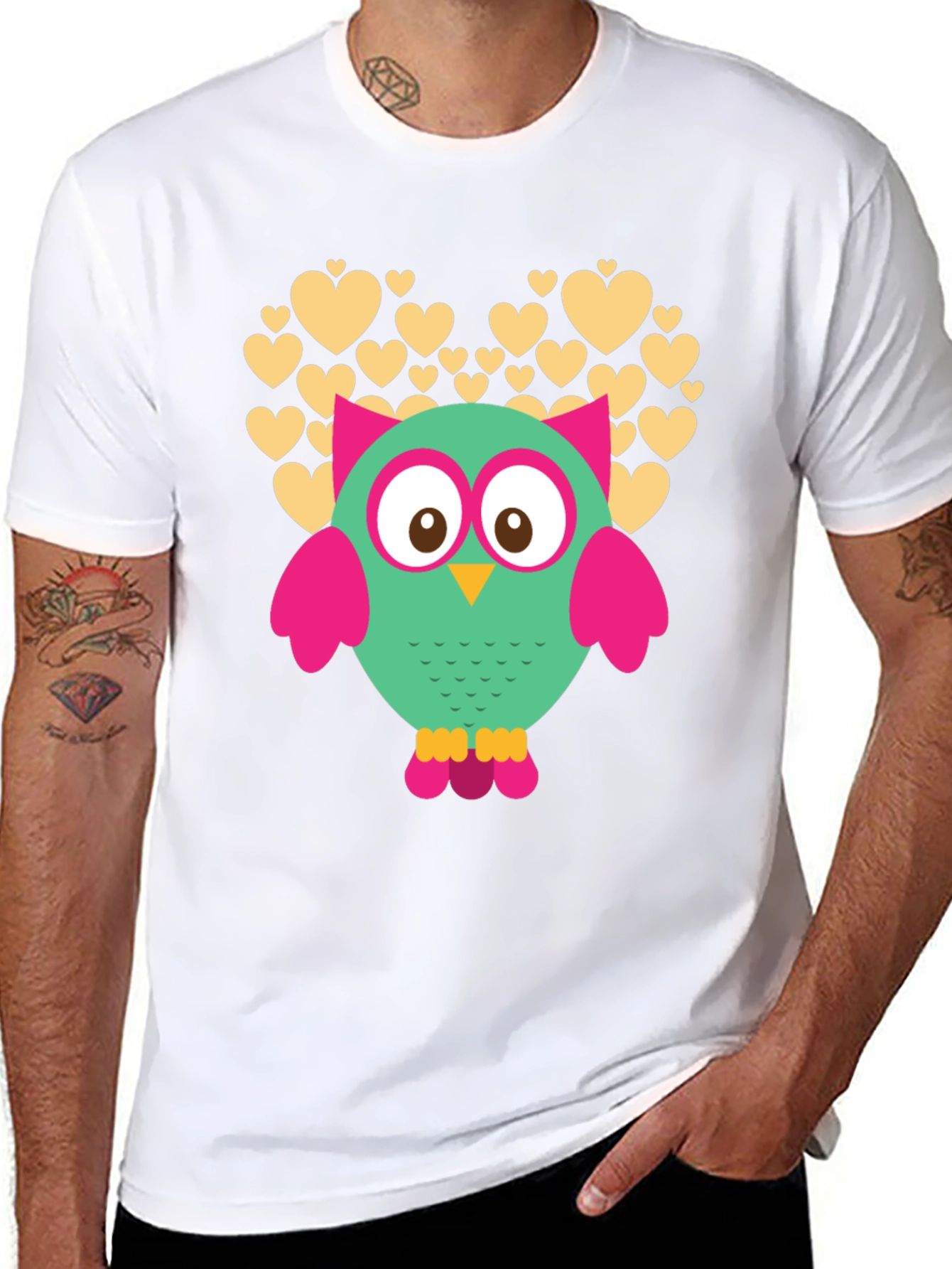 Owl Heart Graphic Black T-Shirt