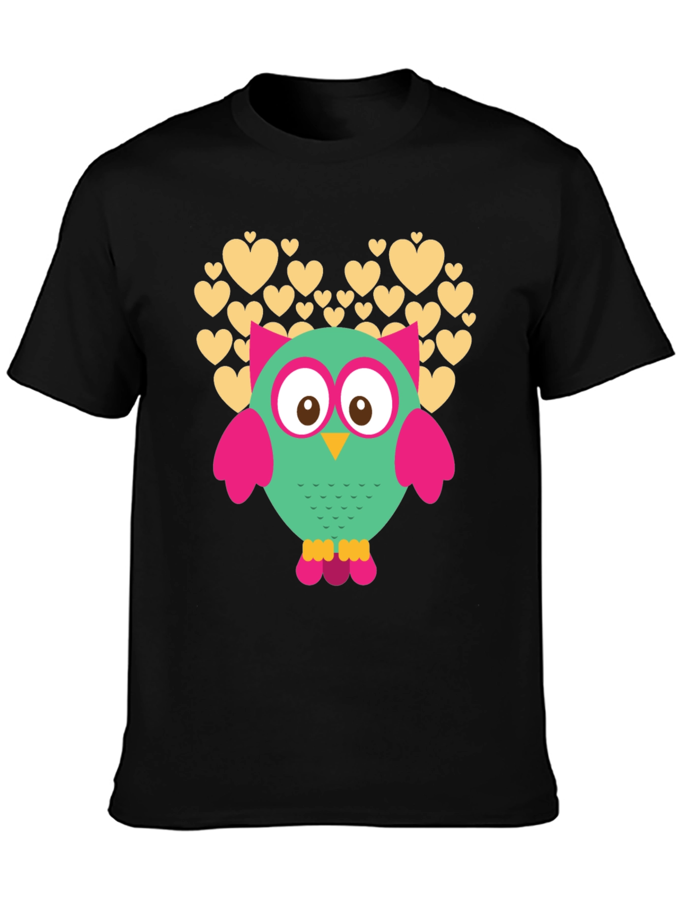 Owl Heart Graphic Black T-Shirt