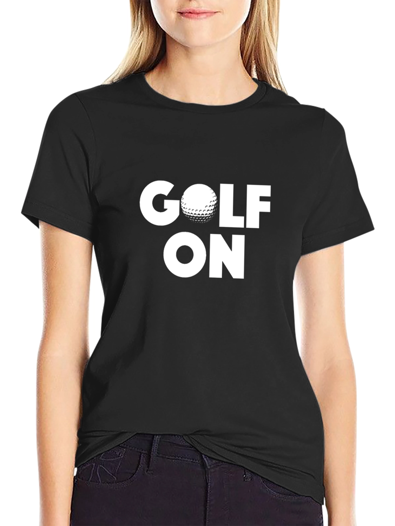 Golf On T-Shirt - Black Cotton Golfing Tee