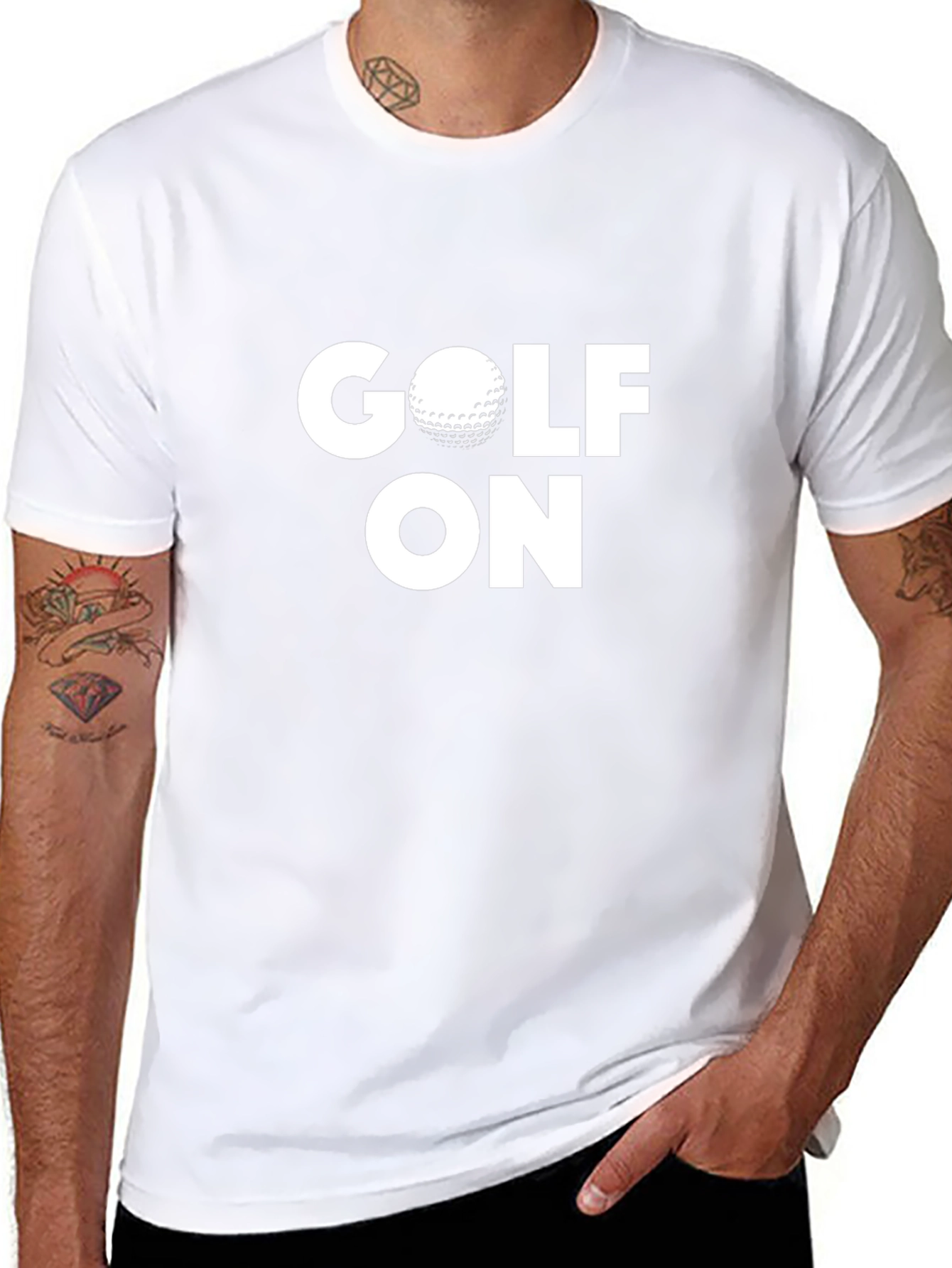 Golf On T-Shirt - Black Cotton Golfing Tee