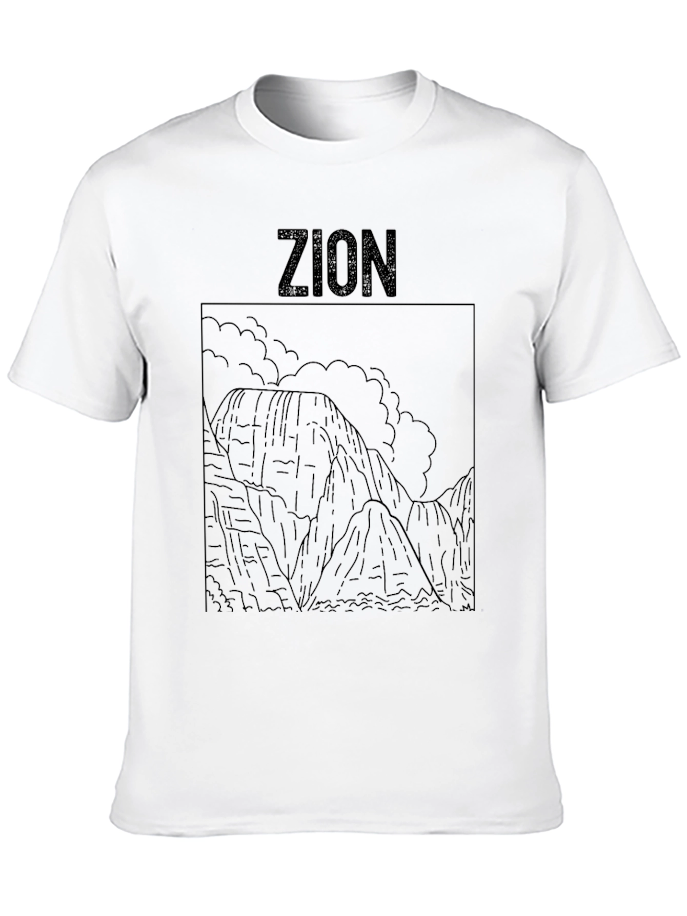 Zion National Park Line Art Black T-Shirt