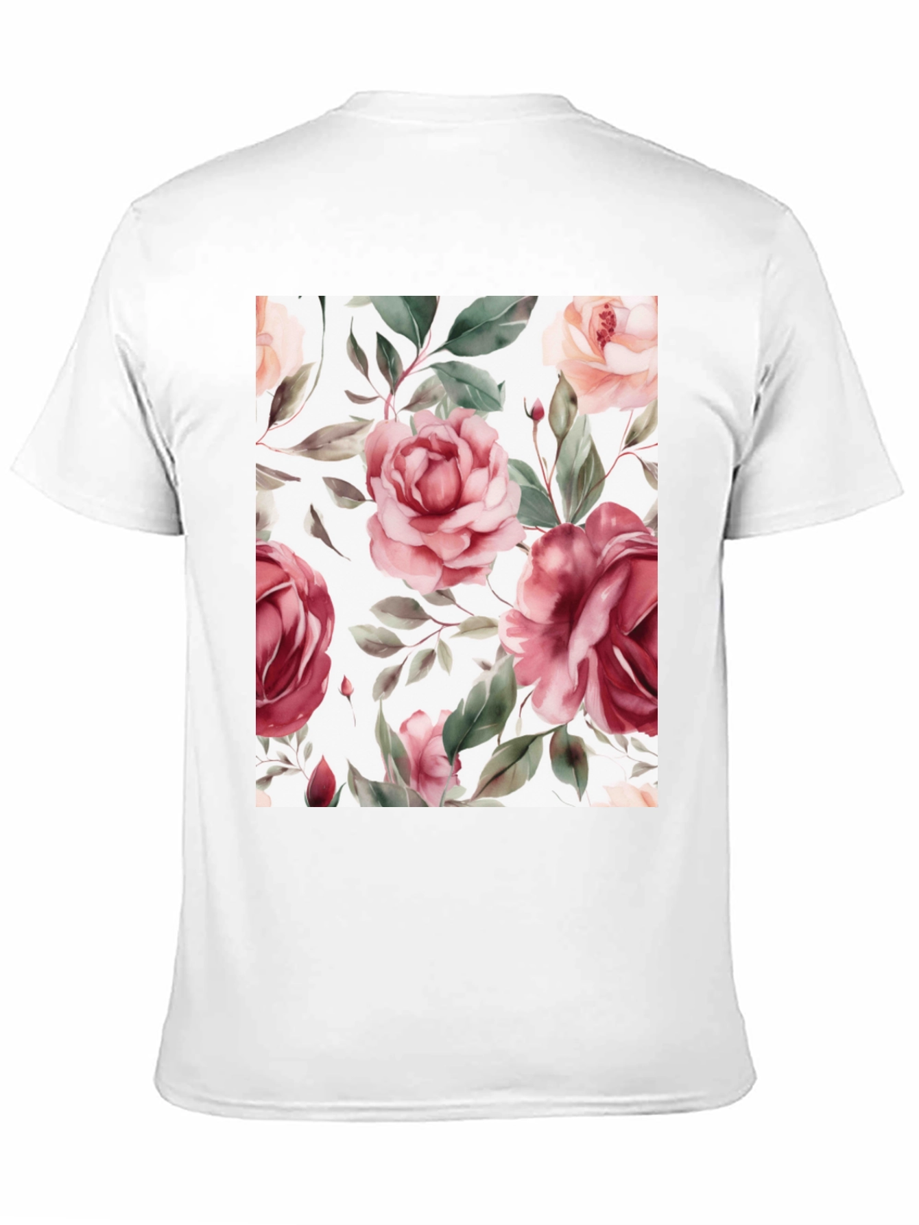 Floral Roses Print Black T-Shirt