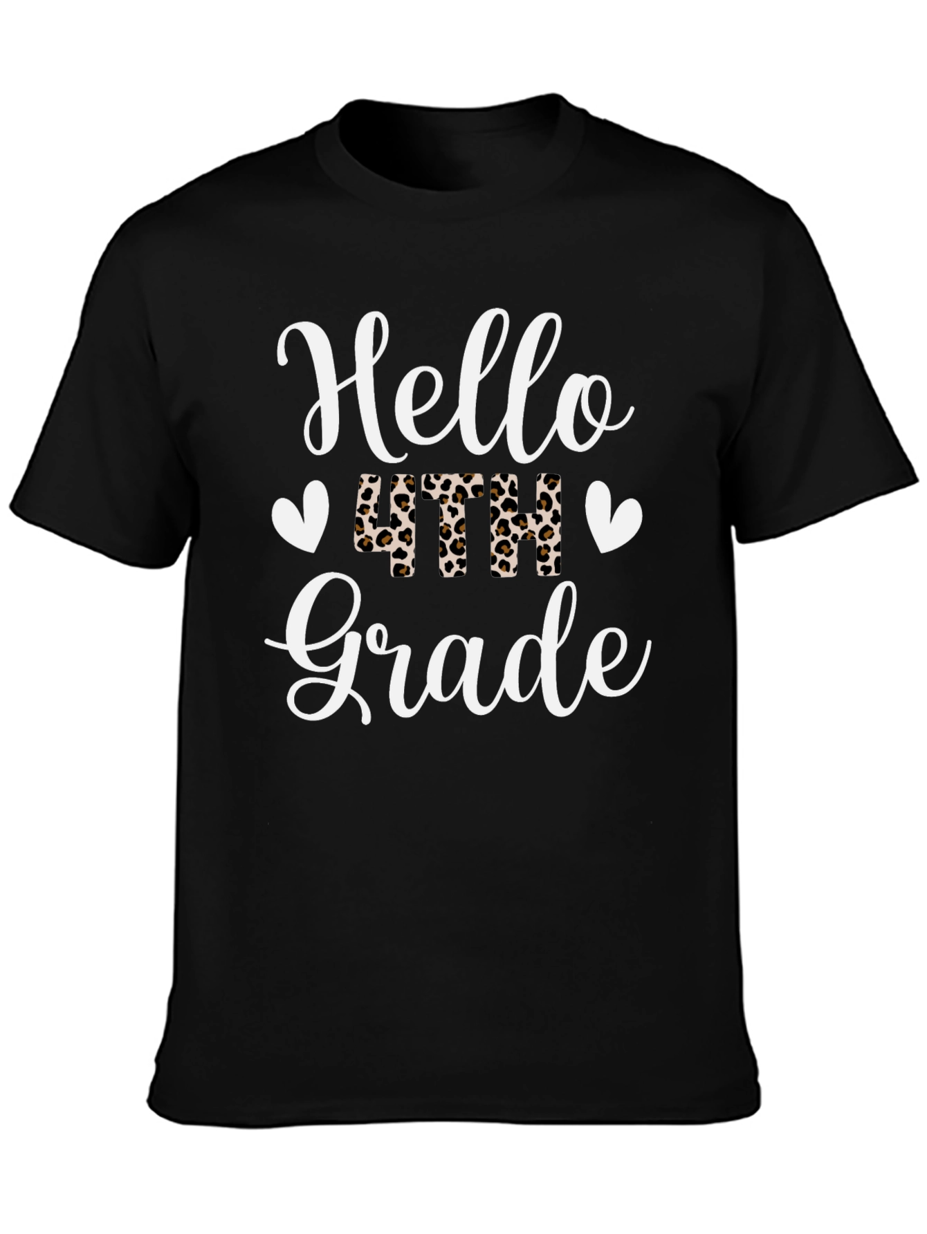 Hello 4th Grade Leopard Print Teacher Shirt