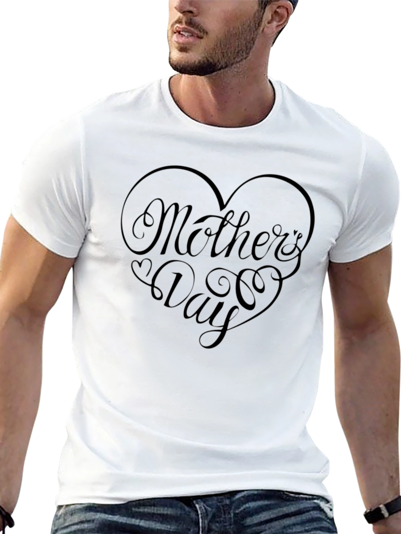 Mothers Day Heart Graphic Tee - Black