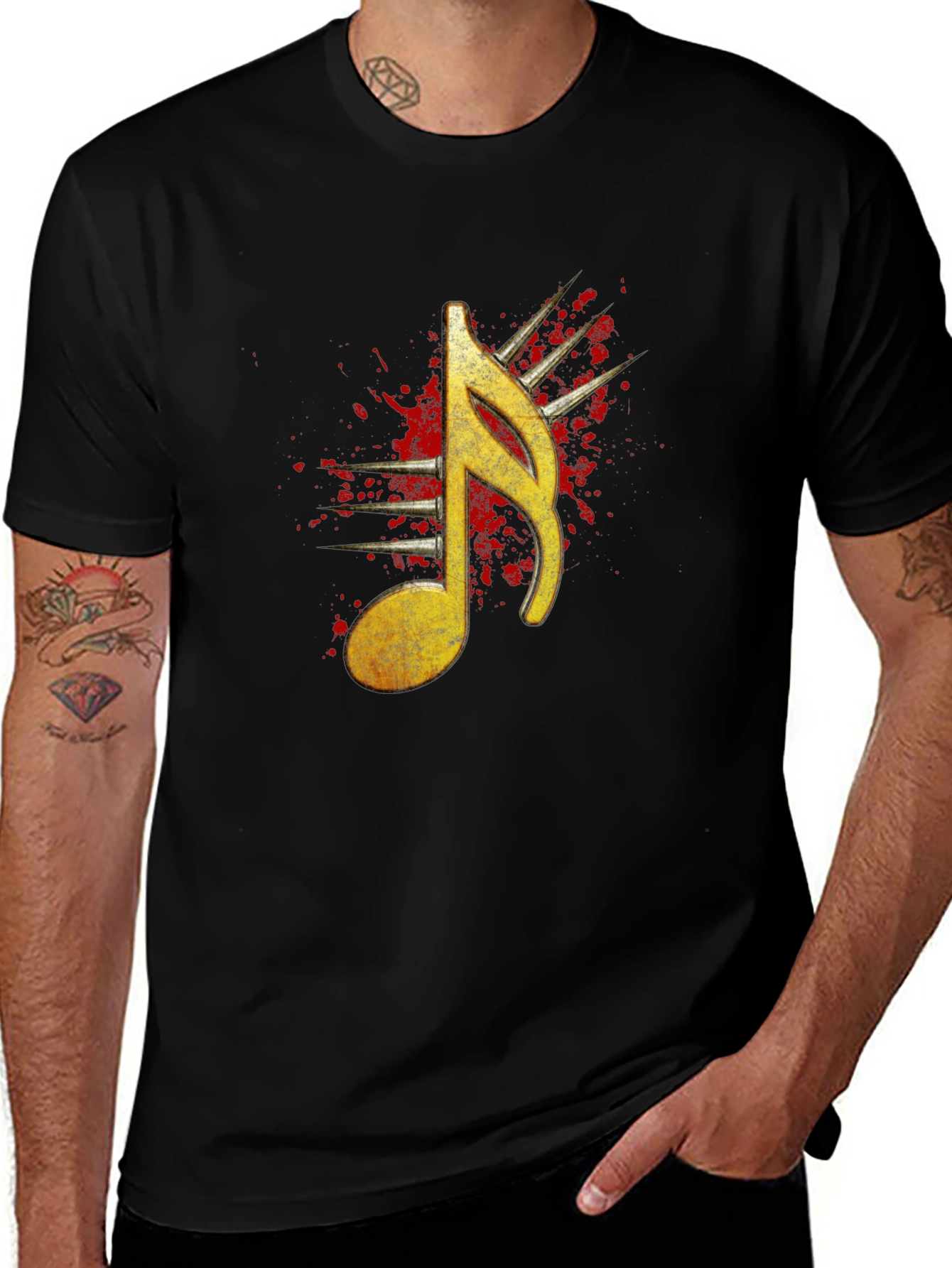 Music Note Graphic Tee - Mens Black T-Shirt