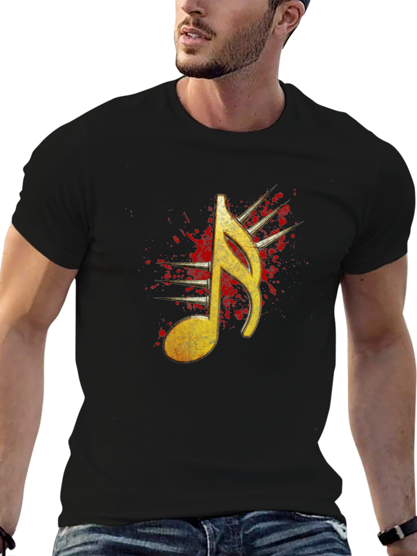 Music Note Graphic Tee - Mens Black T-Shirt