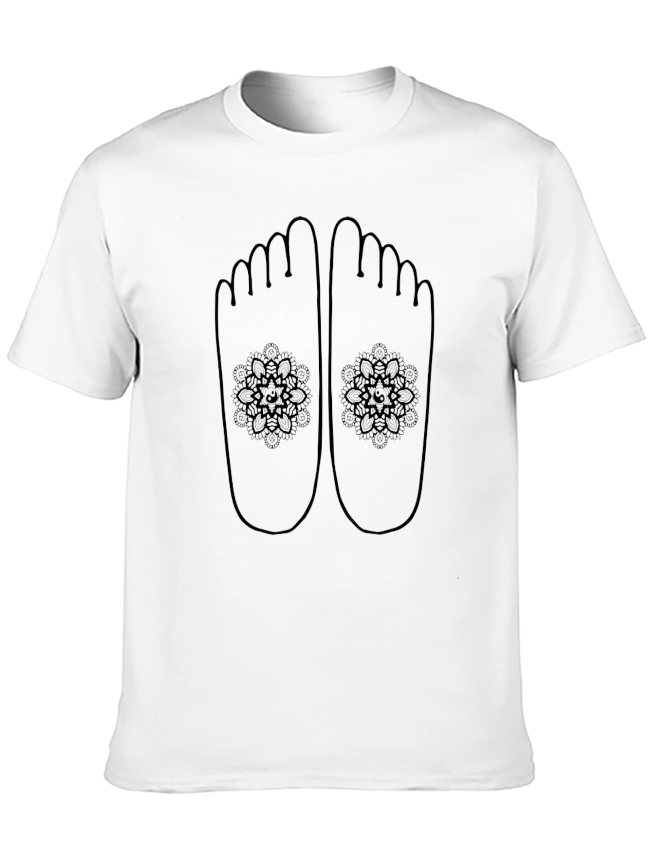Barefoot Mandala Tee - Black Cotton Comfort