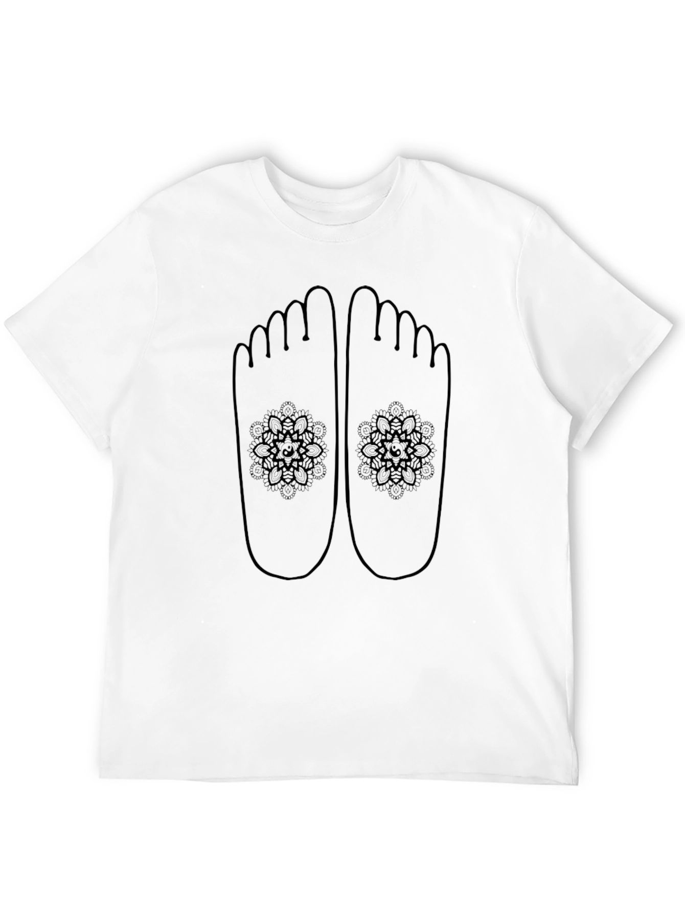 Barefoot Mandala Tee - Black Cotton Comfort