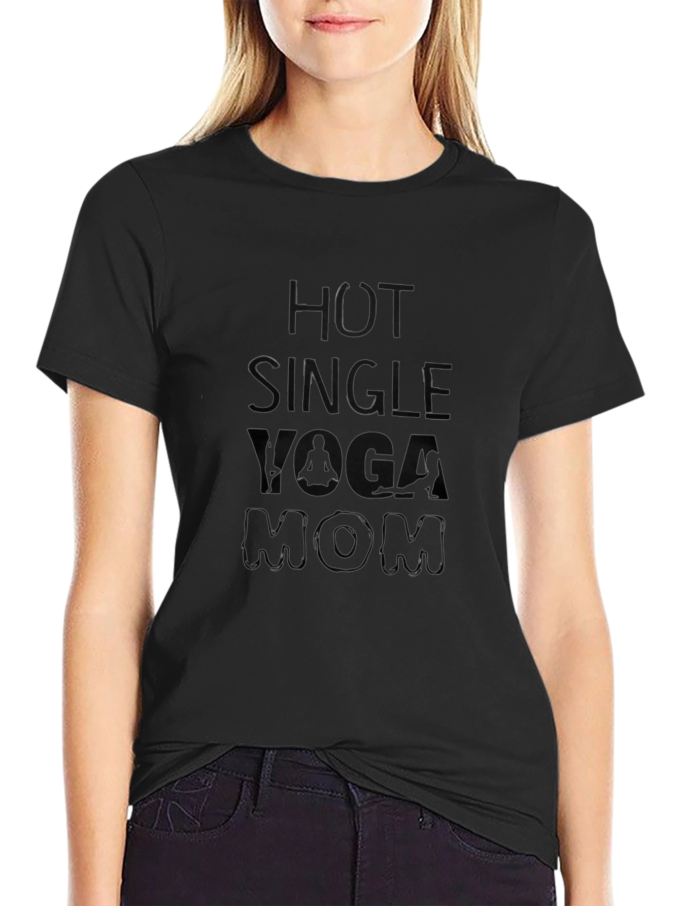 Hot Single Yoga Mom Black Graphic Tee