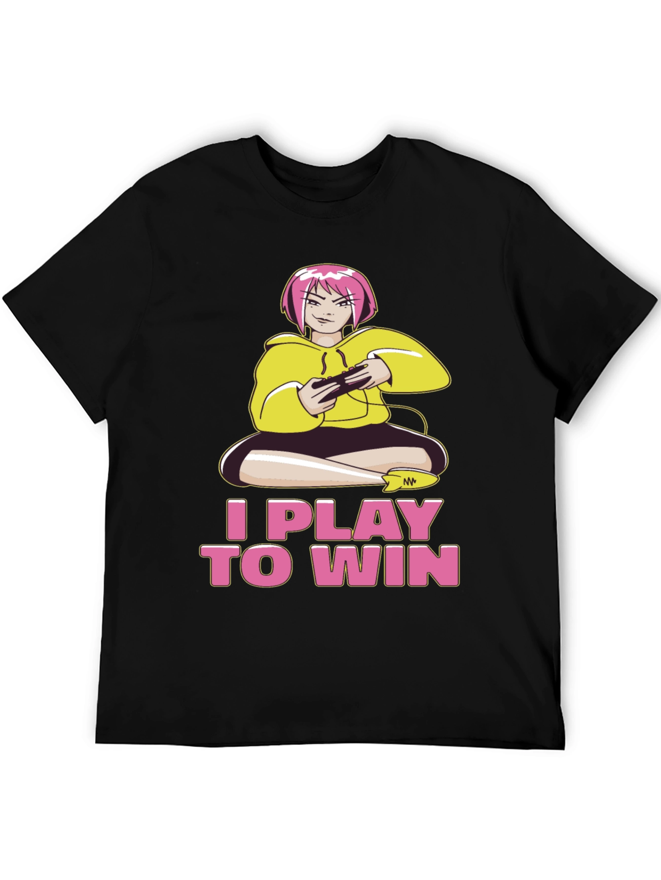 I Play to Win Gamer Anime Girl Black T-Shirt