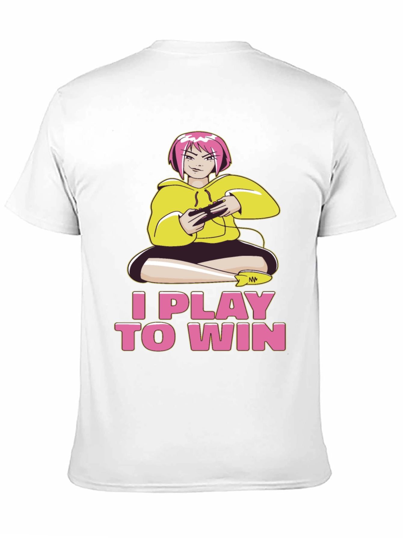 I Play to Win Gamer Anime Girl Black T-Shirt