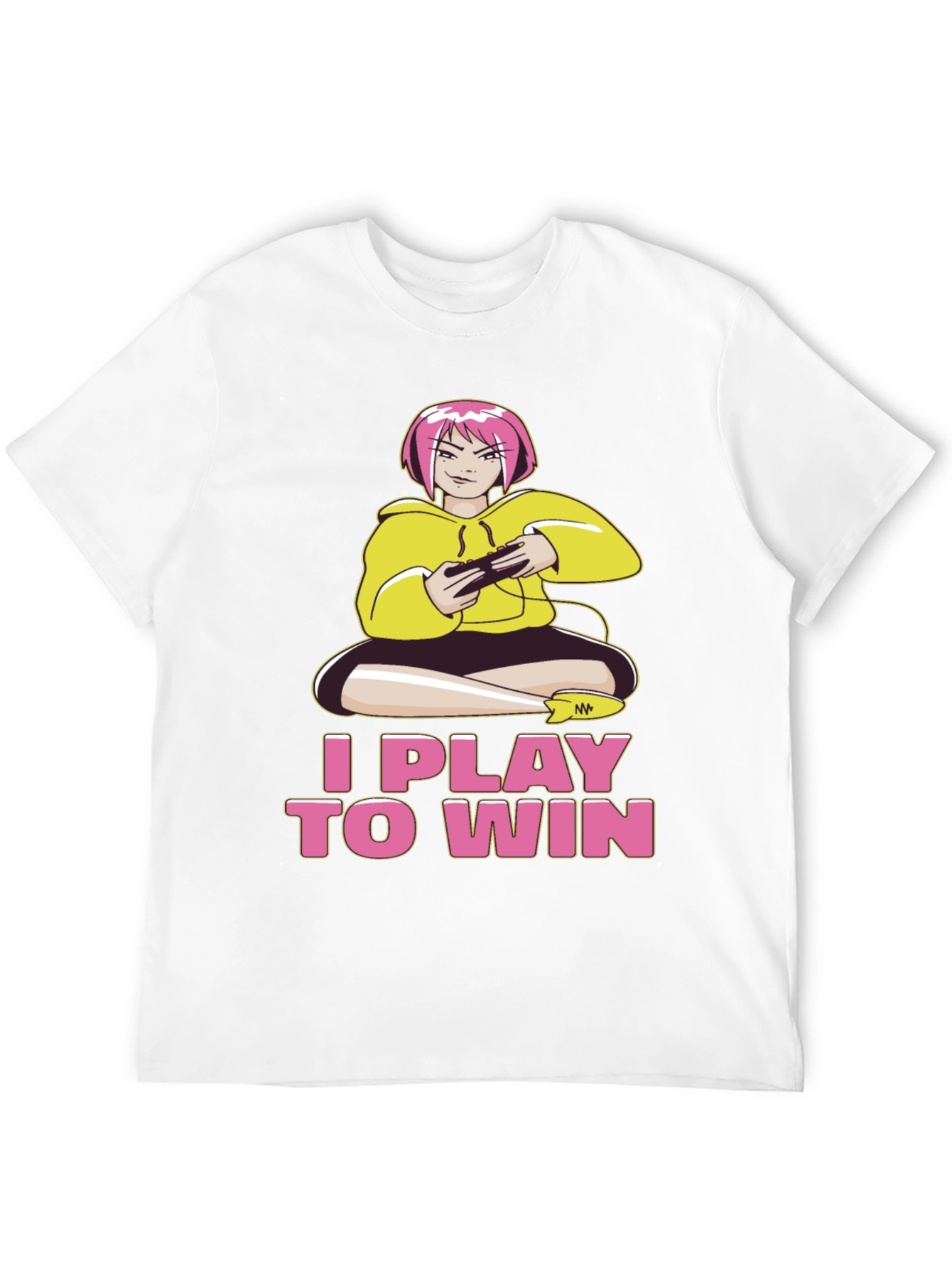 I Play to Win Gamer Anime Girl Black T-Shirt
