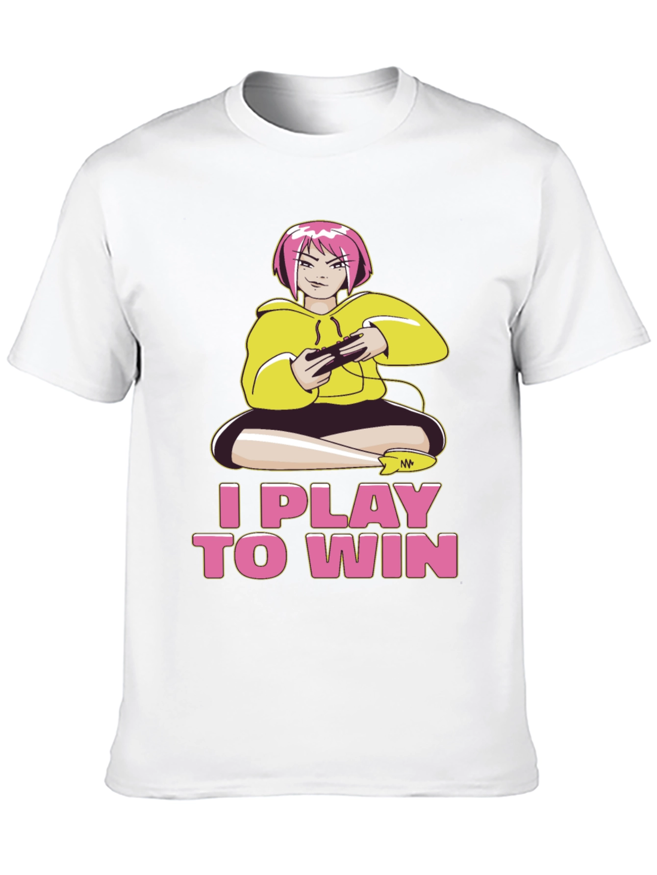 I Play to Win Gamer Anime Girl Black T-Shirt