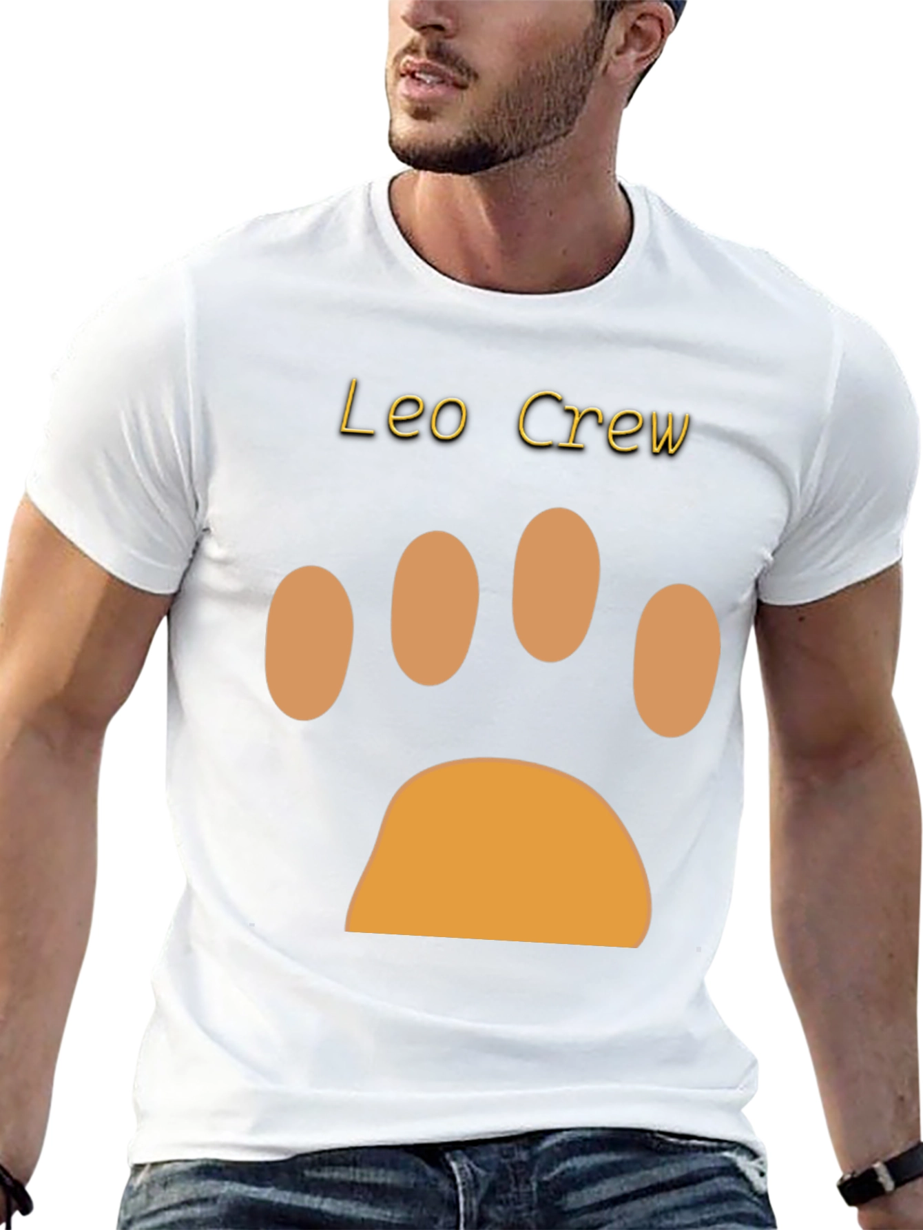 Leo Crew Black T-Shirt with Paw Print