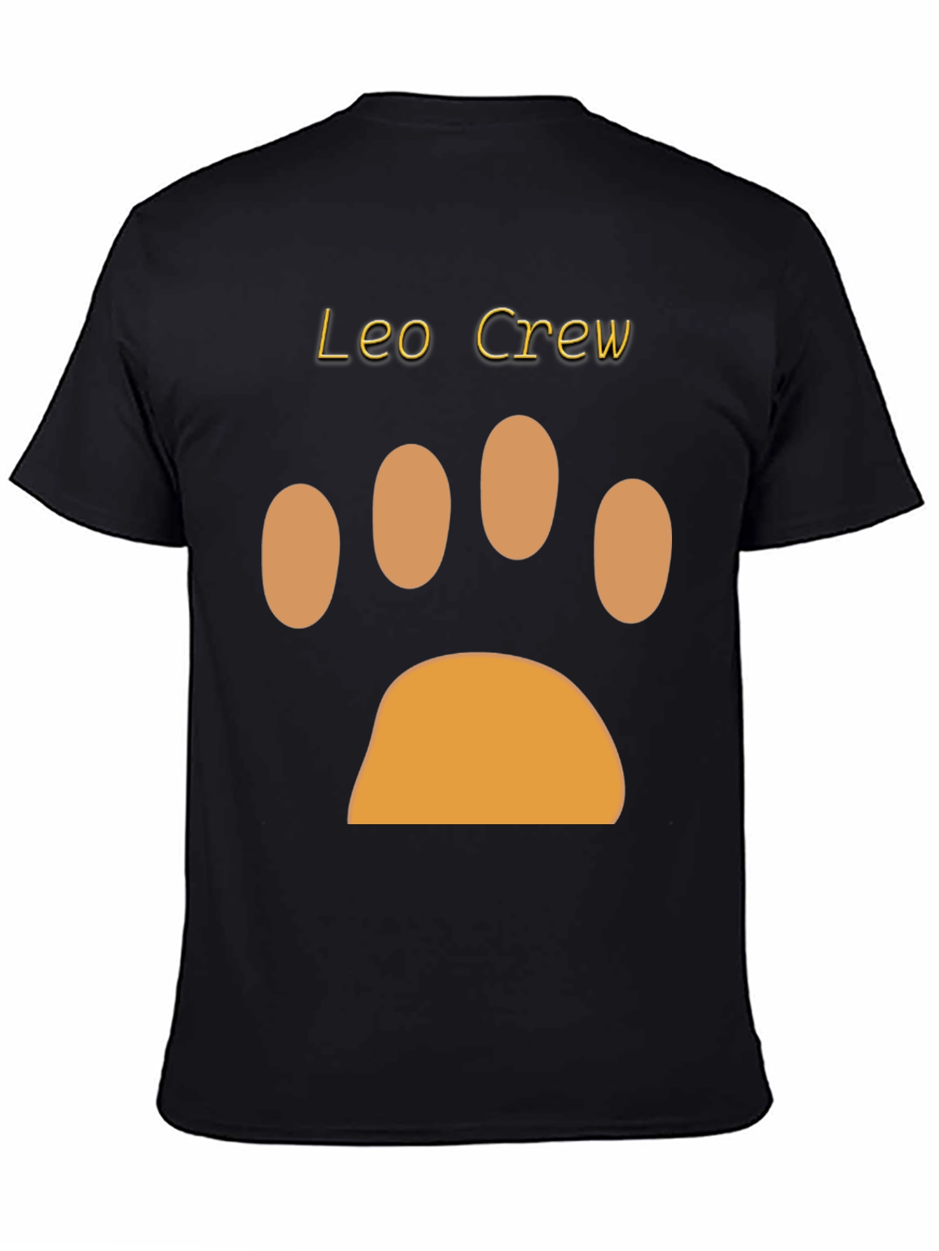 Leo Crew Black T-Shirt with Paw Print