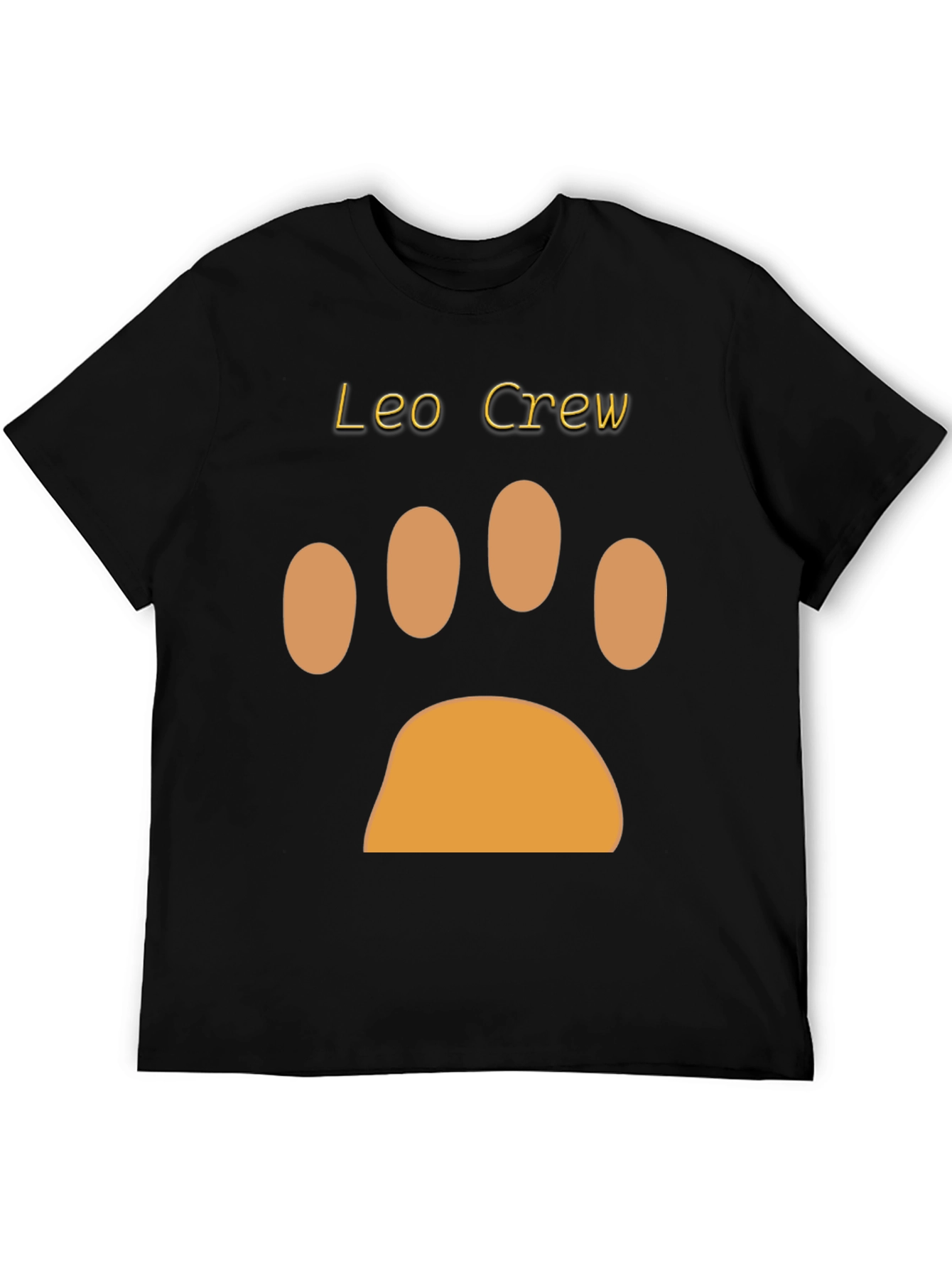 Leo Crew Black T-Shirt with Paw Print