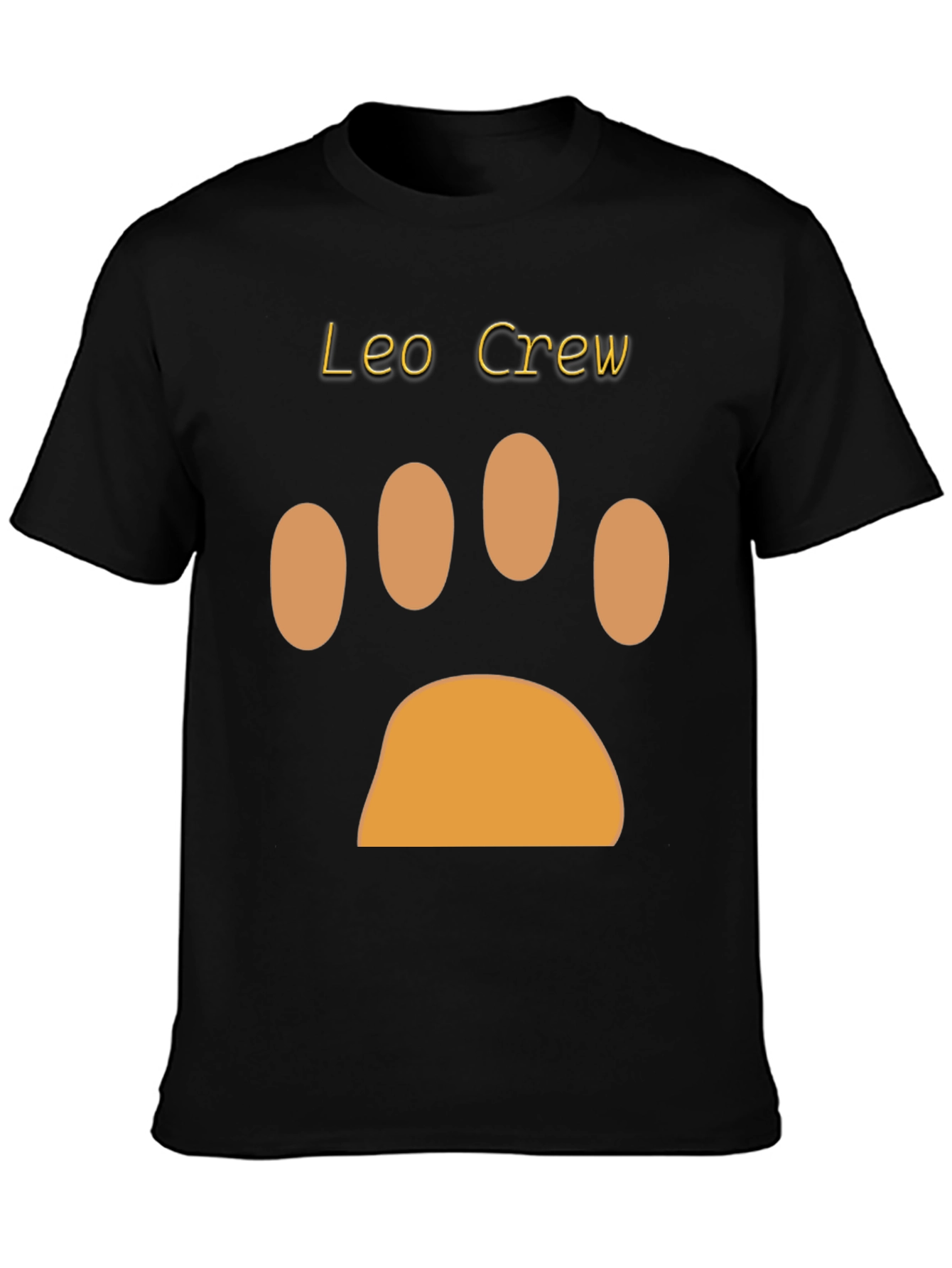 Leo Crew Black T-Shirt with Paw Print