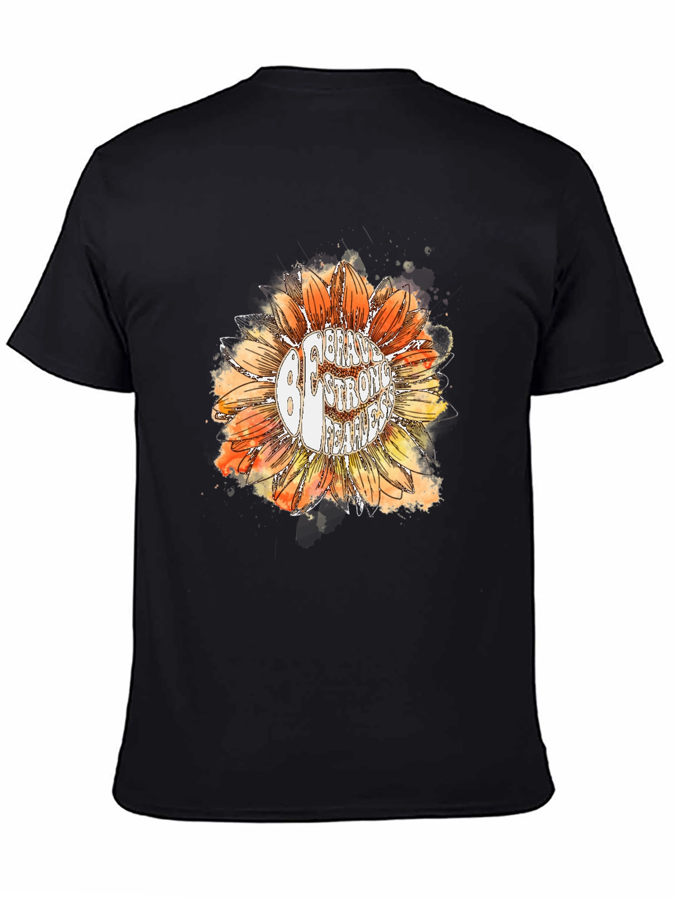Be Brave Sunflower Graphic Tee - Black Cotton T-Shirt