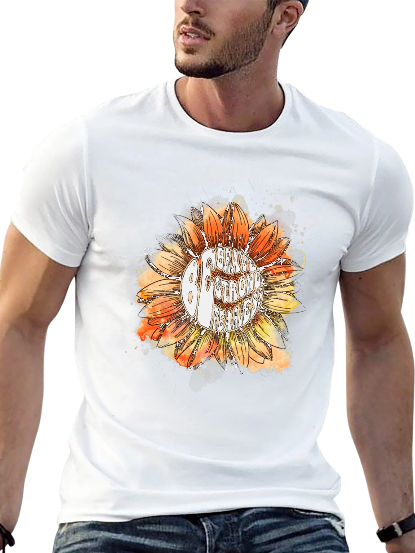 Be Brave Sunflower Graphic Tee - Black Cotton T-Shirt