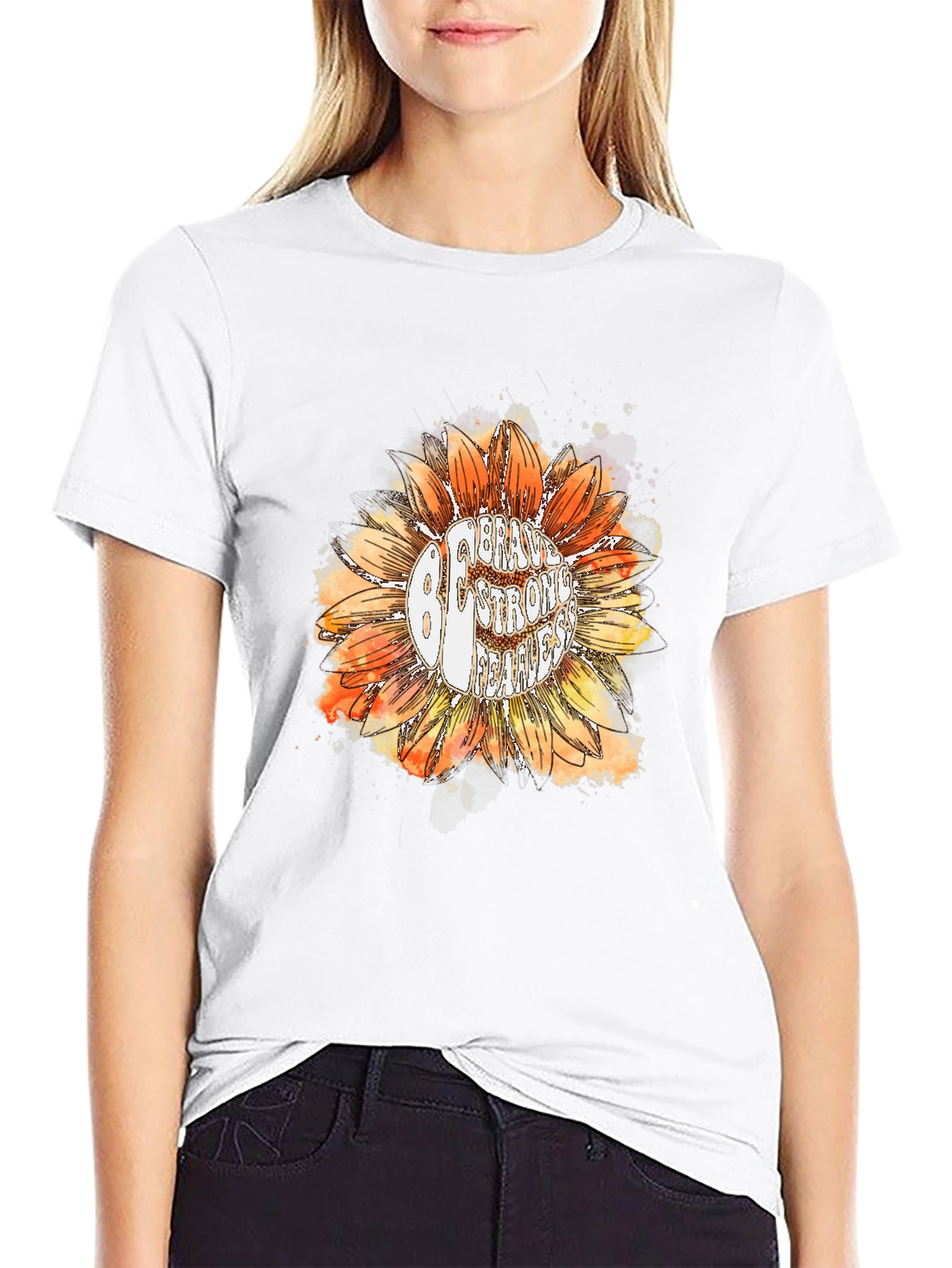 Be Brave Sunflower Graphic Tee - Black Cotton T-Shirt