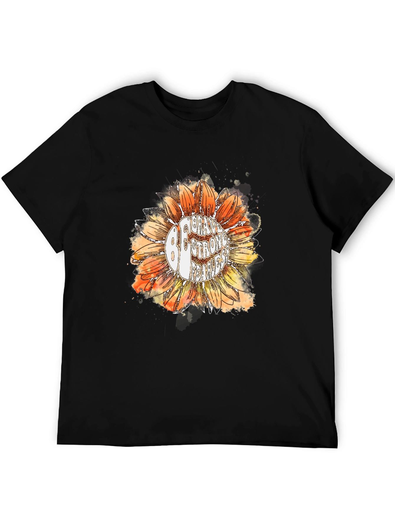 Be Brave Sunflower Graphic Tee - Black Cotton T-Shirt