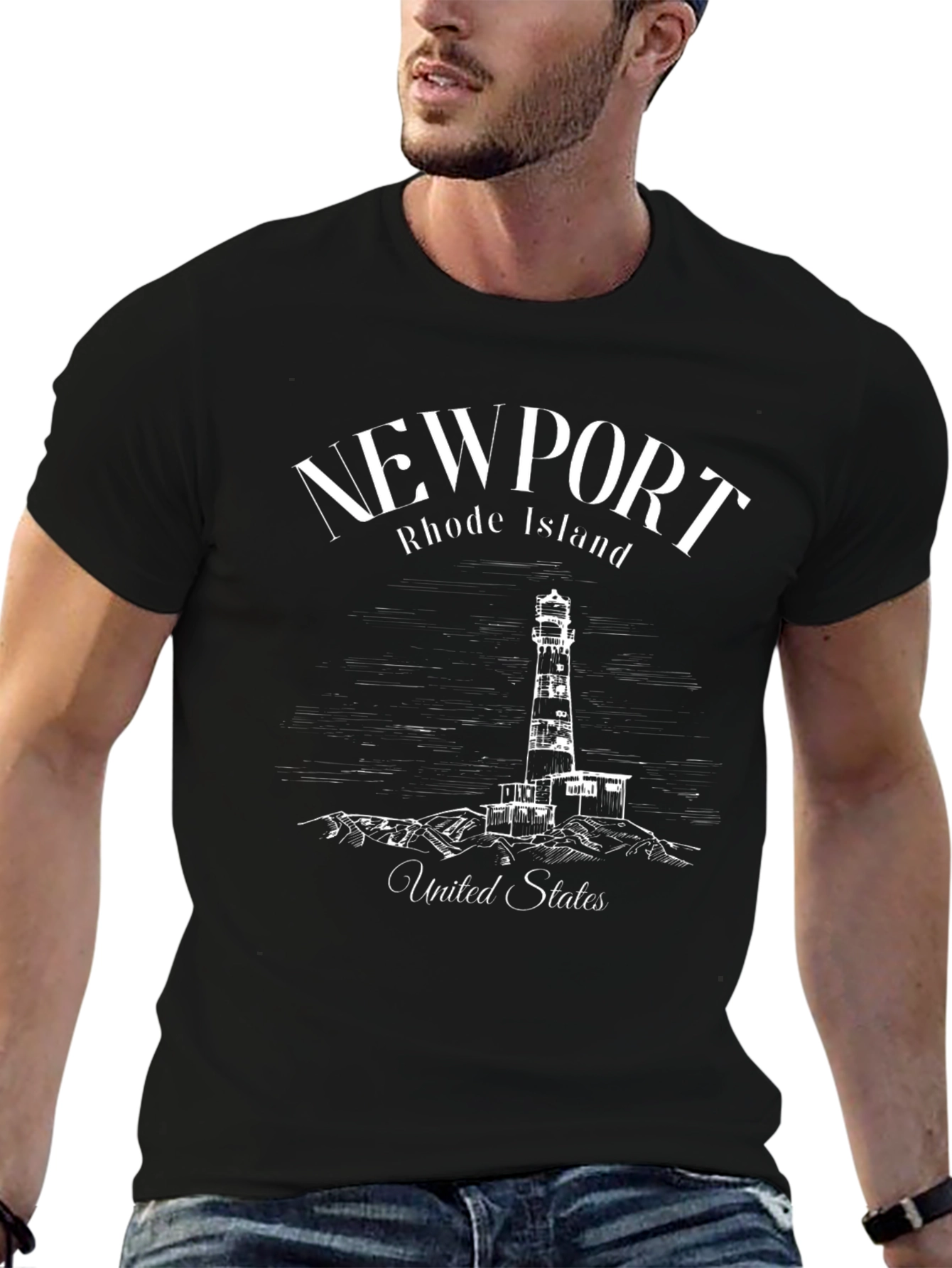 Newport Rhode Island Lighthouse Graphic T-Shirt