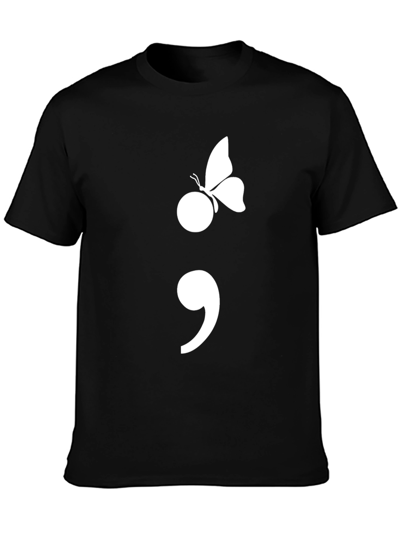 Semicolon Butterfly Graphic Tee - Mental Health Awareness T-Shirt