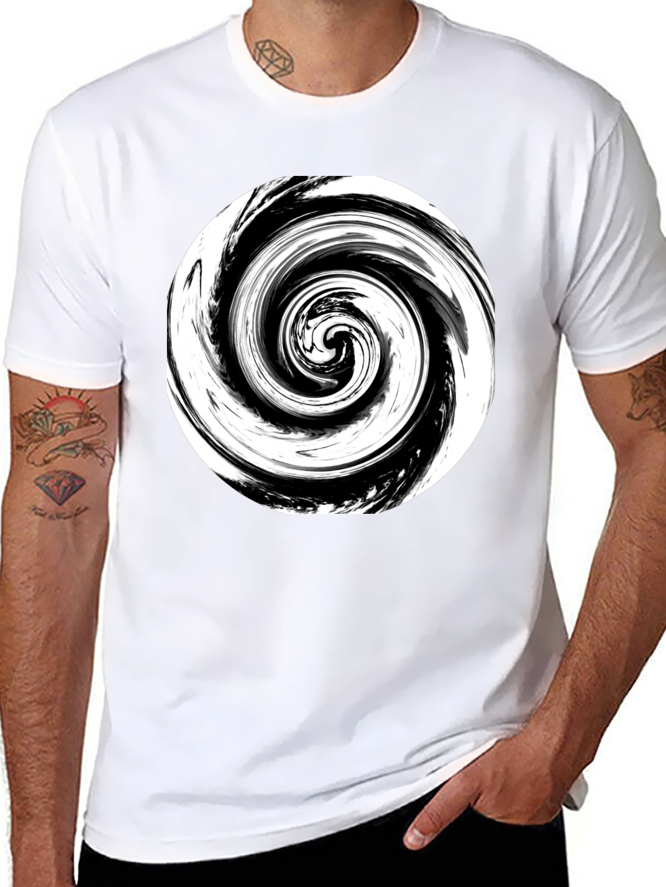 Abstract Swirl Graphic Print Black T-Shirt