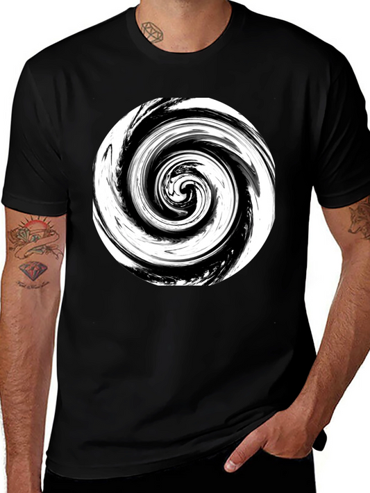 Abstract Swirl Graphic Print Black T-Shirt