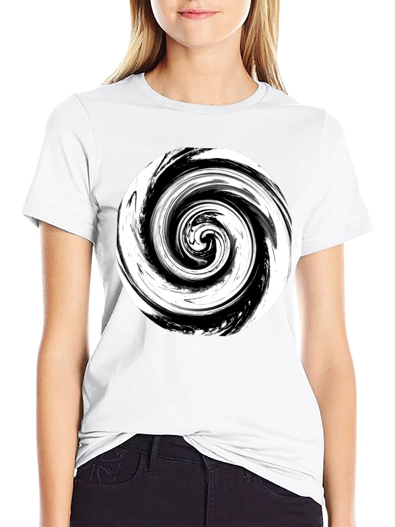 Abstract Swirl Graphic Print Black T-Shirt