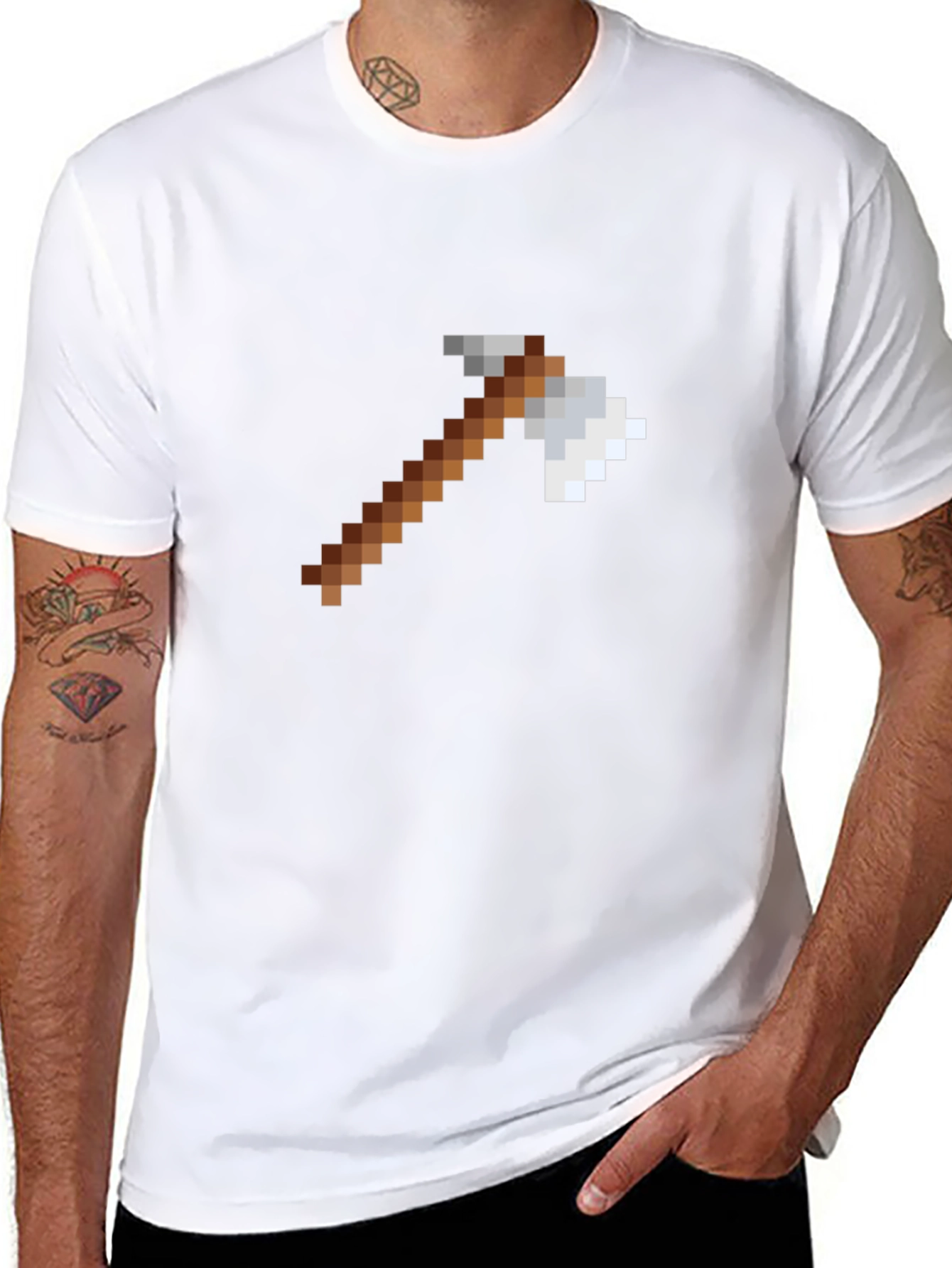 Pixel Axe Graphic Tee - Minecraft Style Shirt