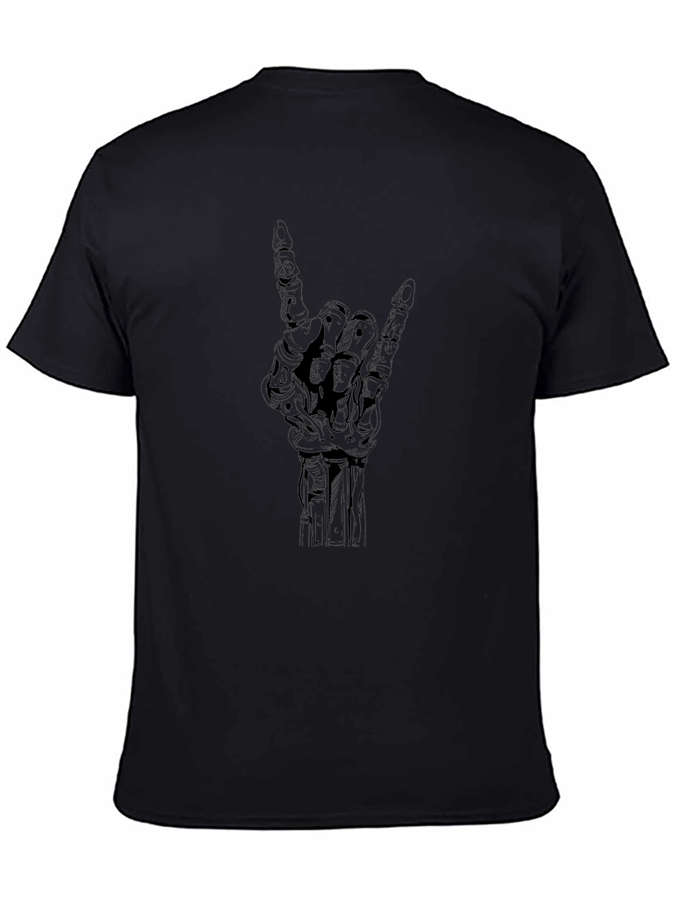 Rock On Skeleton Hand Black T-Shirt