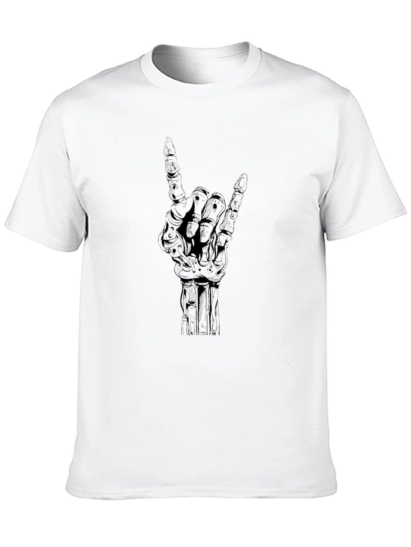 Rock On Skeleton Hand Black T-Shirt