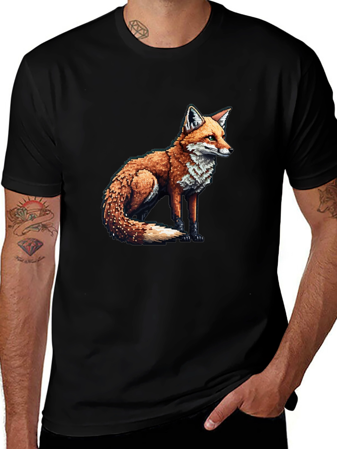 Fox Graphic Tee - Mens Black Cotton Blend T-Shirt