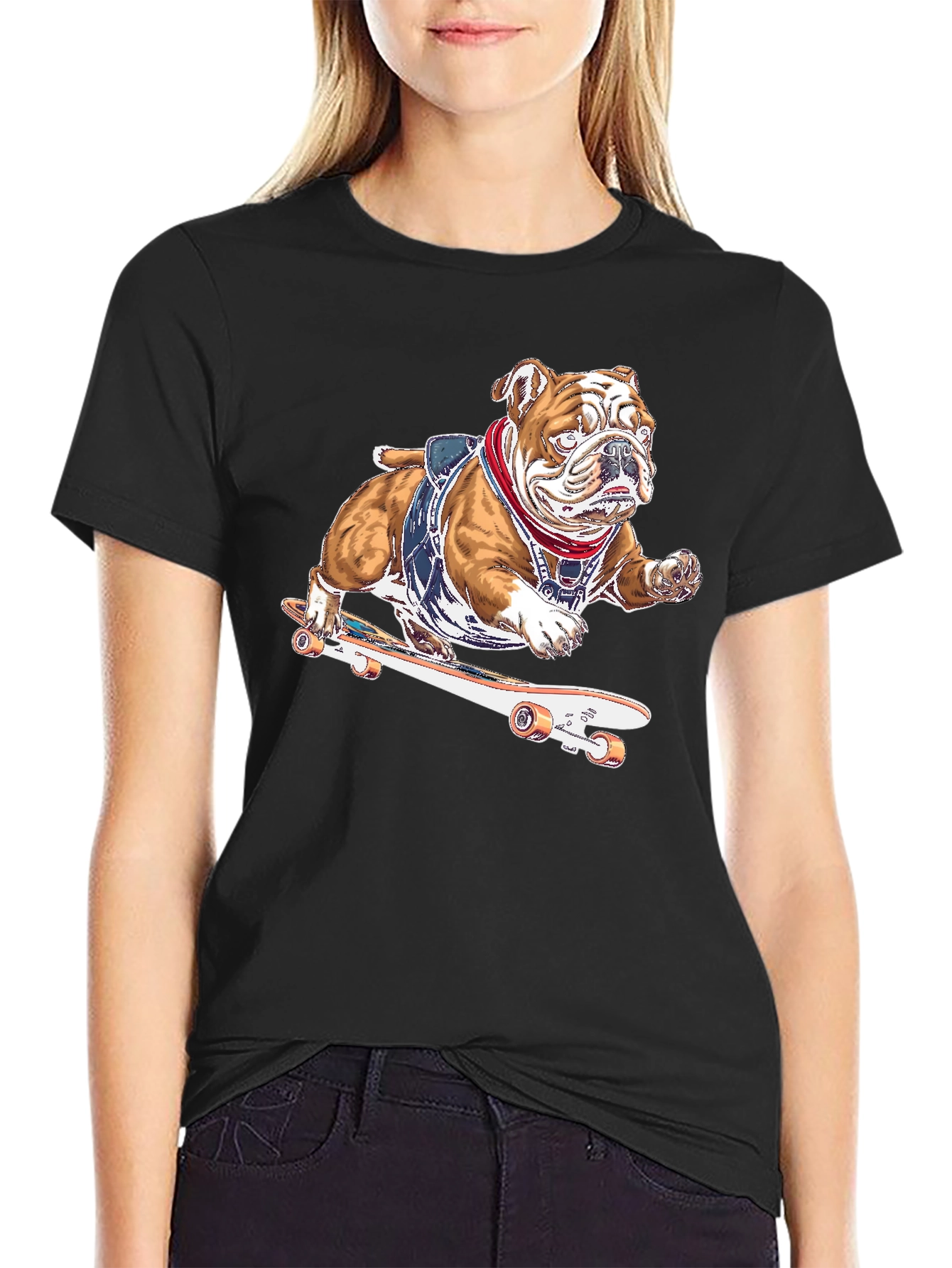 Bulldog Skateboarder Graphic T-Shirt