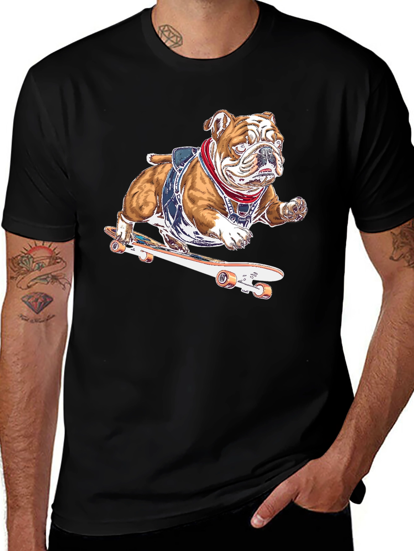 Bulldog Skateboarder Graphic T-Shirt