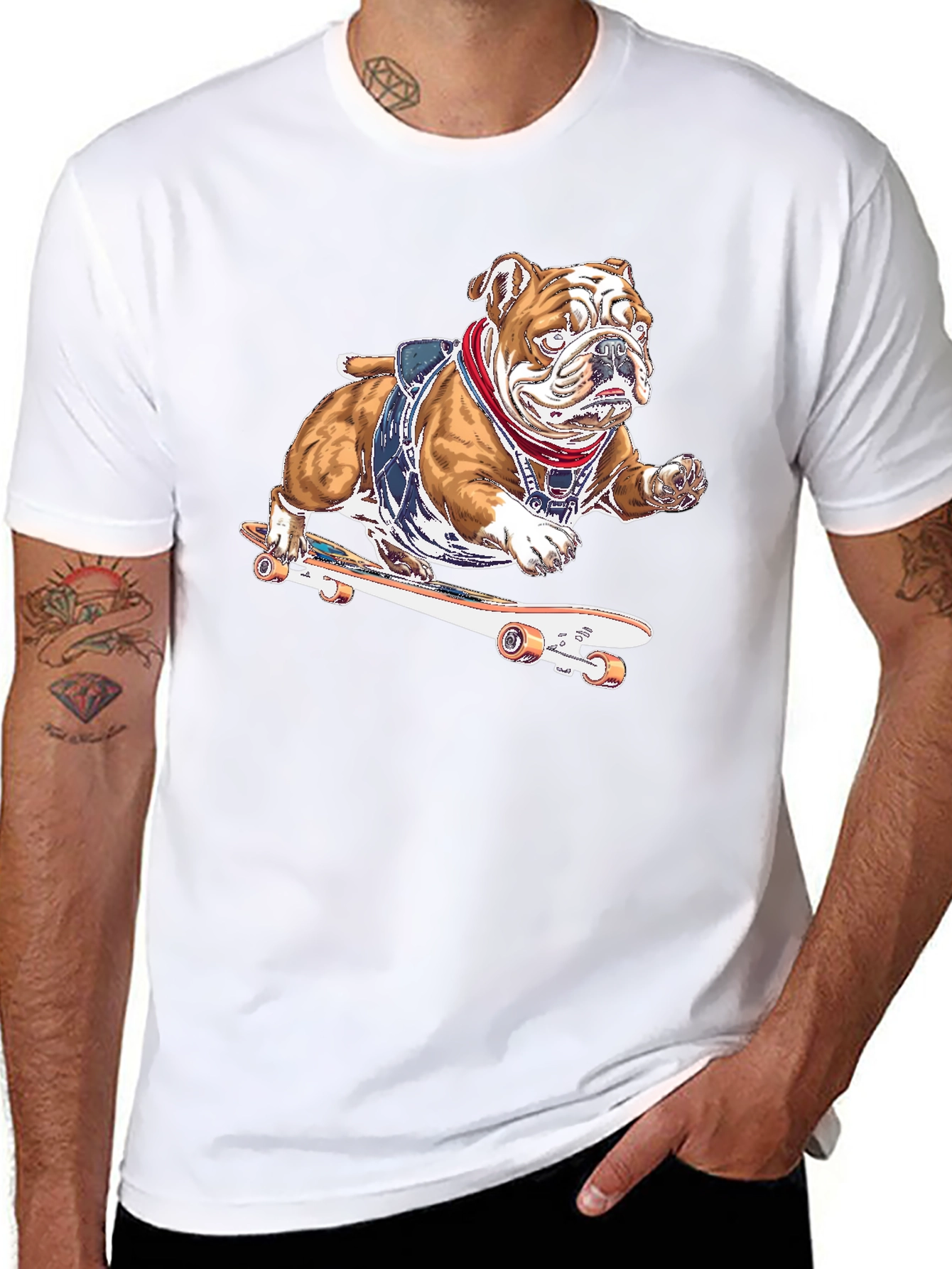 Bulldog Skateboarder Graphic T-Shirt