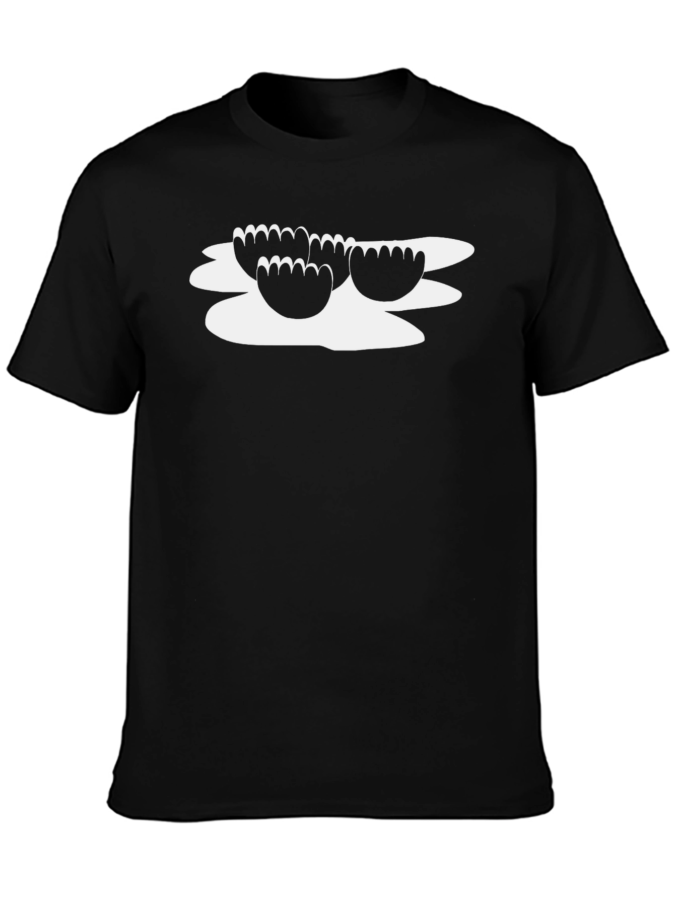 Black T-Shirt with Artistic Floral Design
