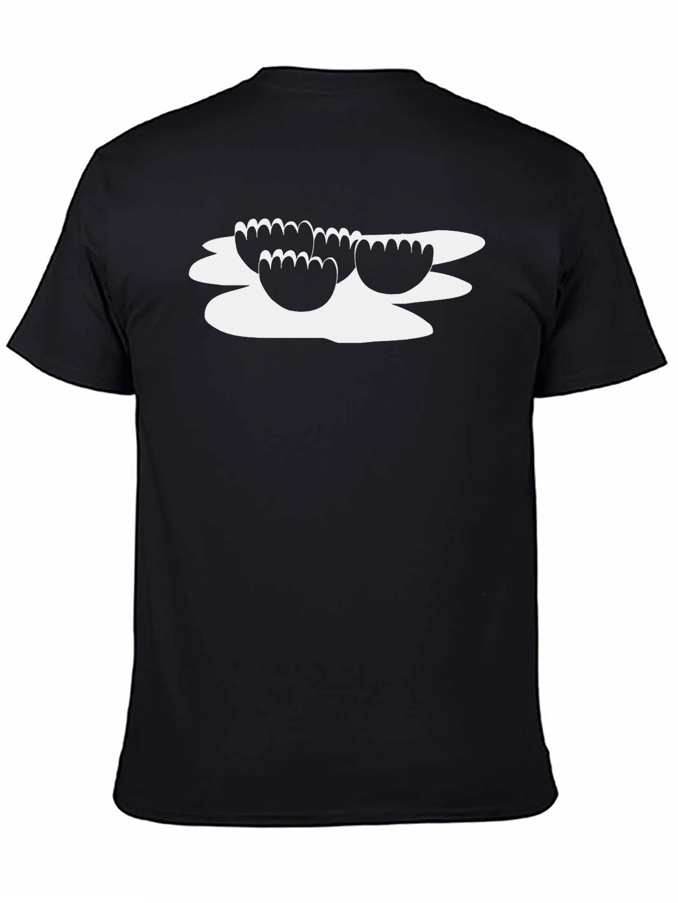 Black T-Shirt with Artistic Floral Design