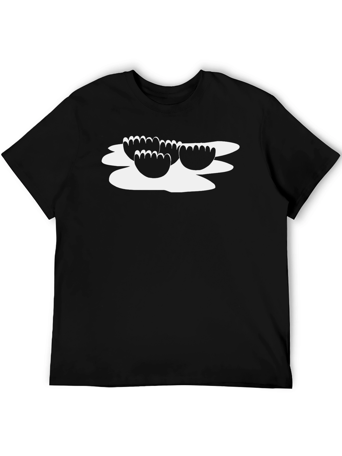 Black T-Shirt with Artistic Floral Design