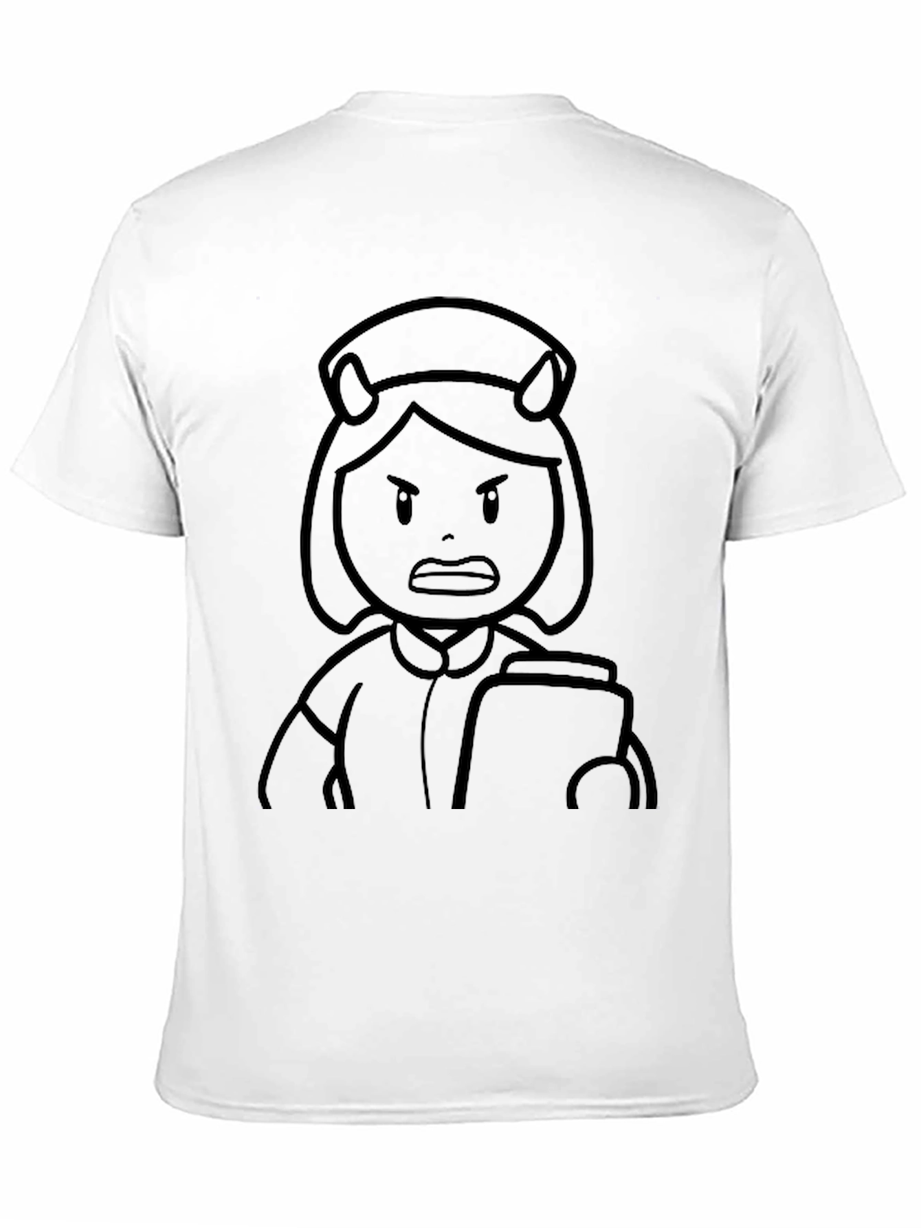 Cartoon Nurse Graphic T-Shirt - Black