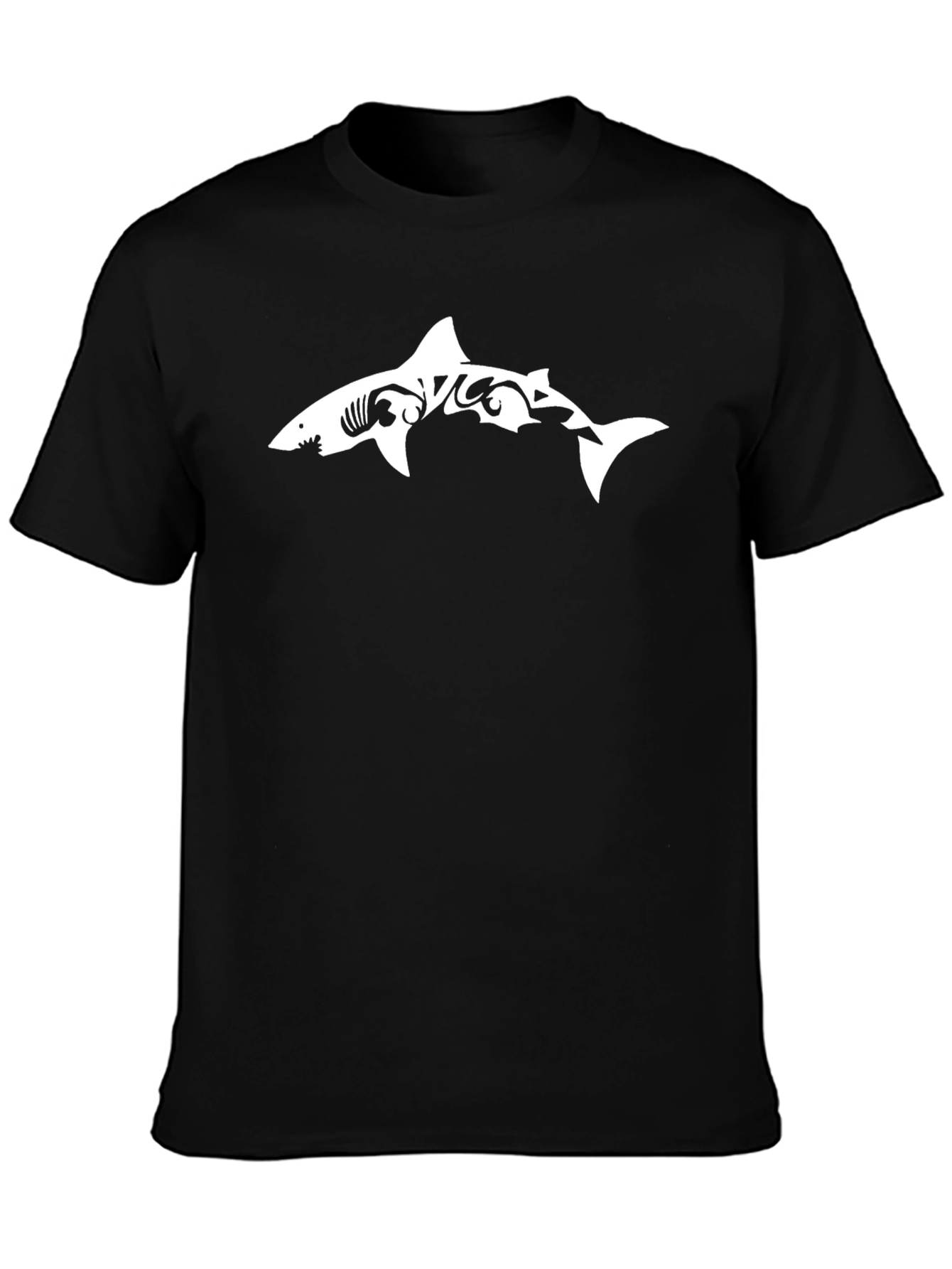 Shark Tribal Graphic Black T-Shirt