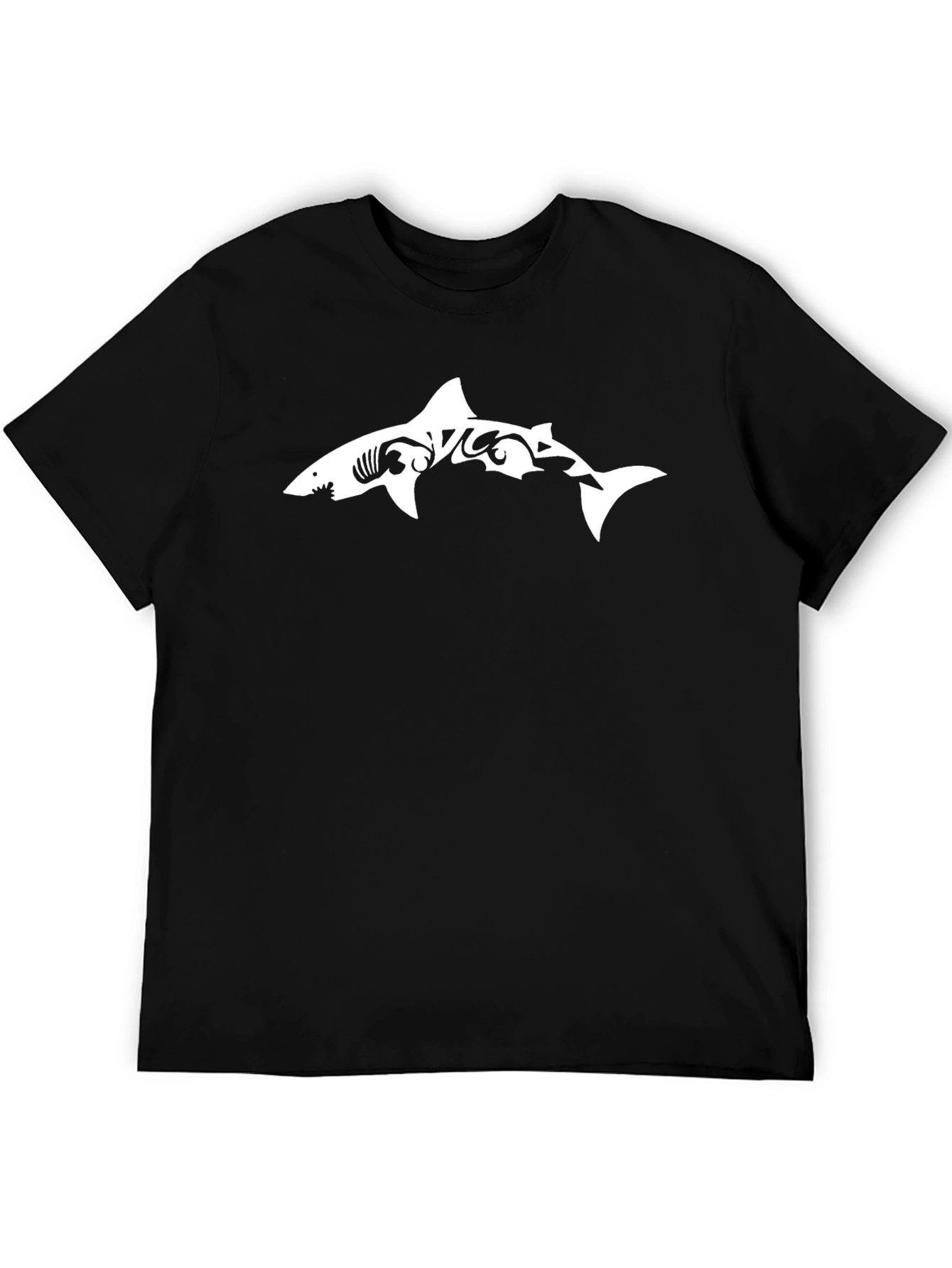 Shark Tribal Graphic Black T-Shirt
