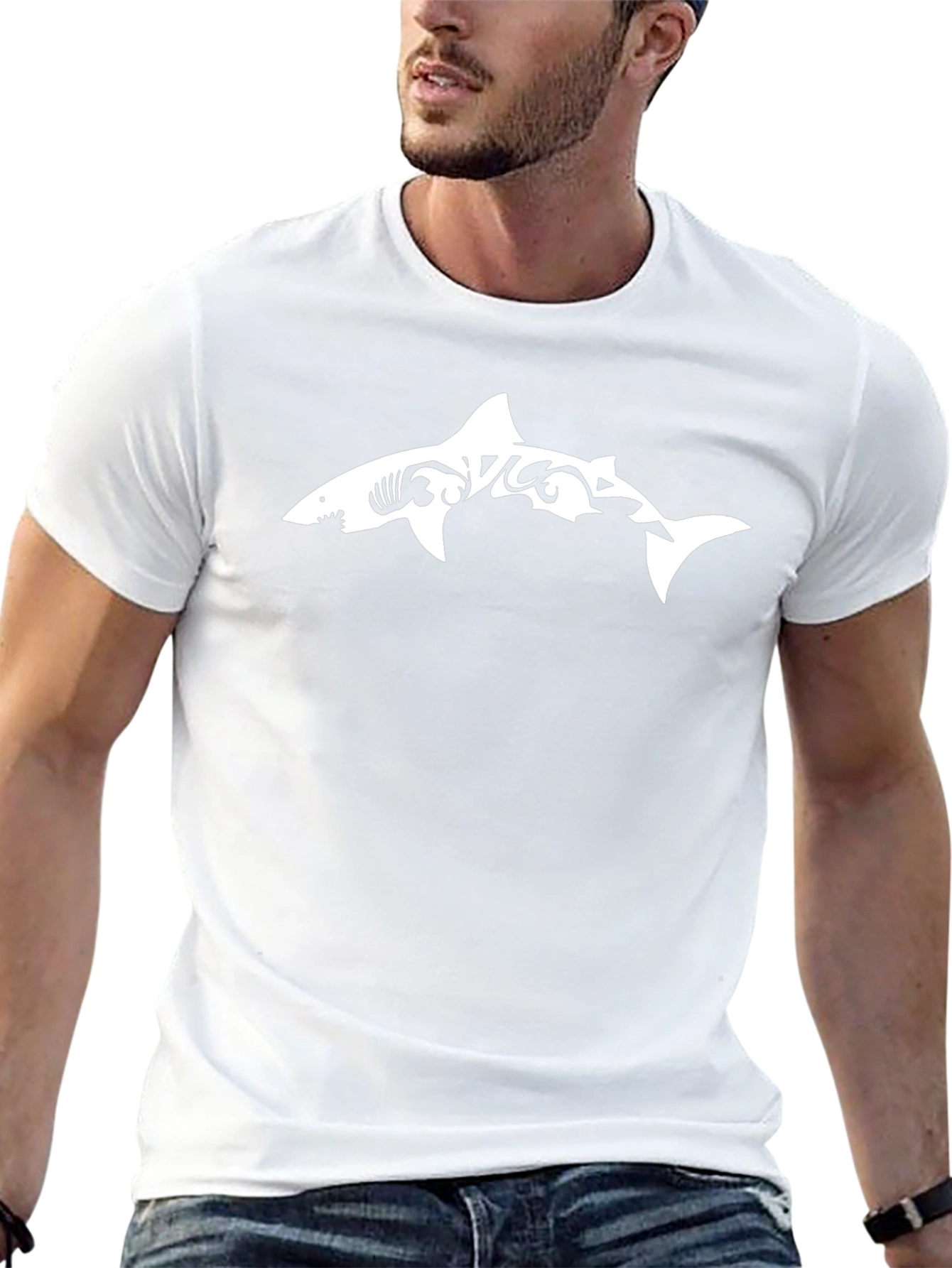 Shark Tribal Graphic Black T-Shirt