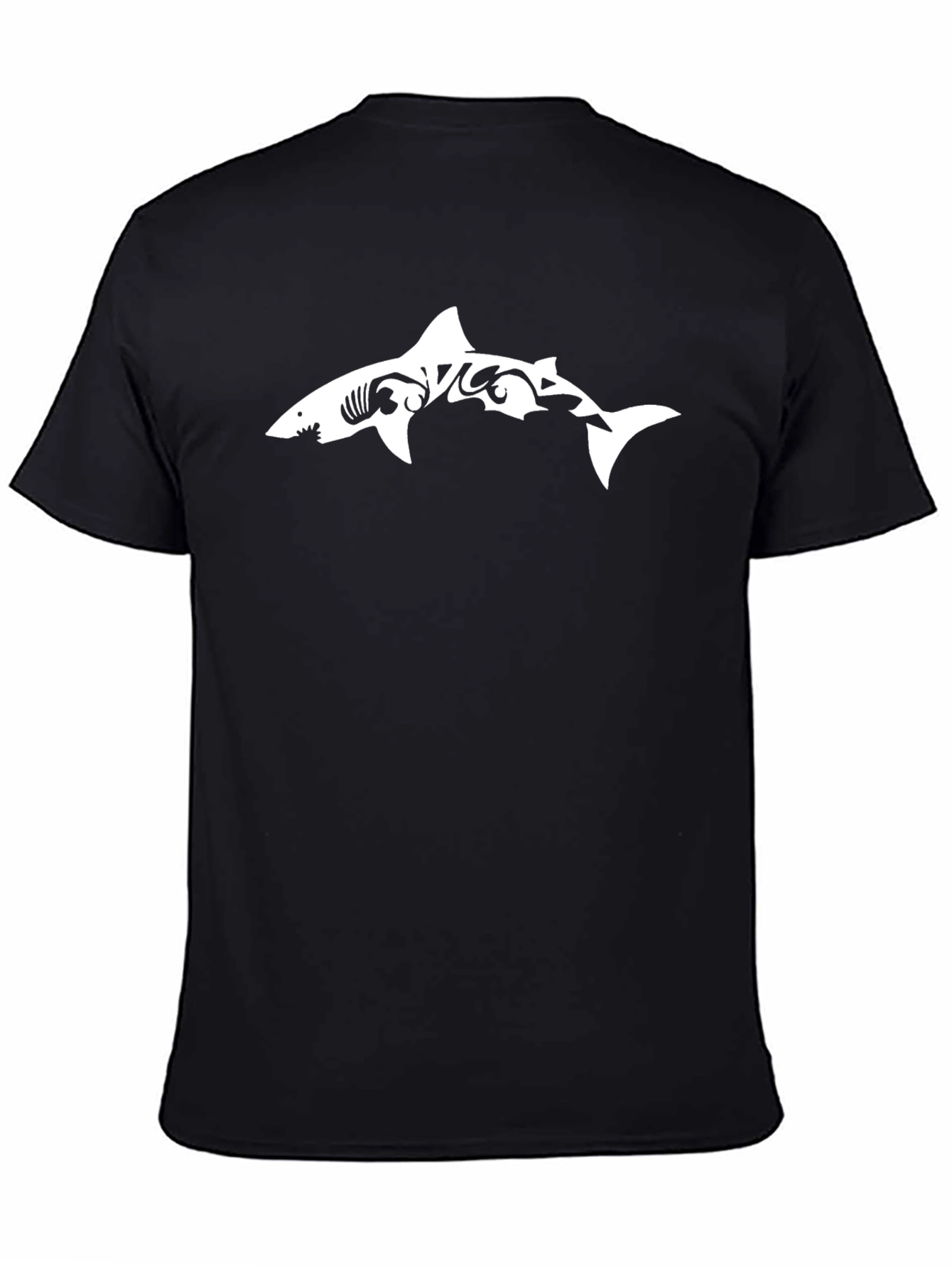 Shark Tribal Graphic Black T-Shirt